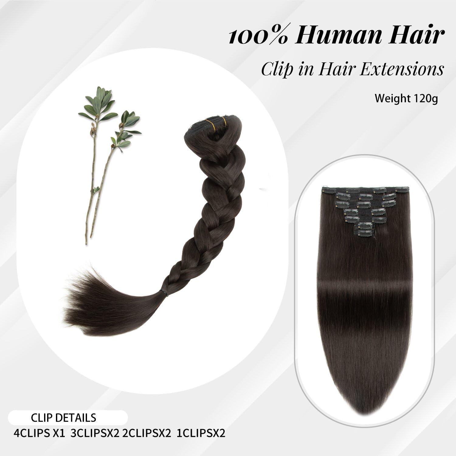 Premium 22 Inch Natural Black Clip-in Hair Extensions - 7pcs 120g Real Human Hair with 16 Clips | Double Weft Remy Human Hair for Women | Perfect for Volume, Length & Styling for Parties, Weddings & Daily Wear