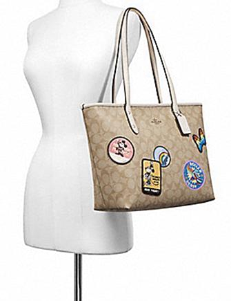Coach Disney X Minnie Signature Patches City Zip Tote Bag - Stylish Crossbody Handbag for Women | Perfect for Work, Travel & Shopping