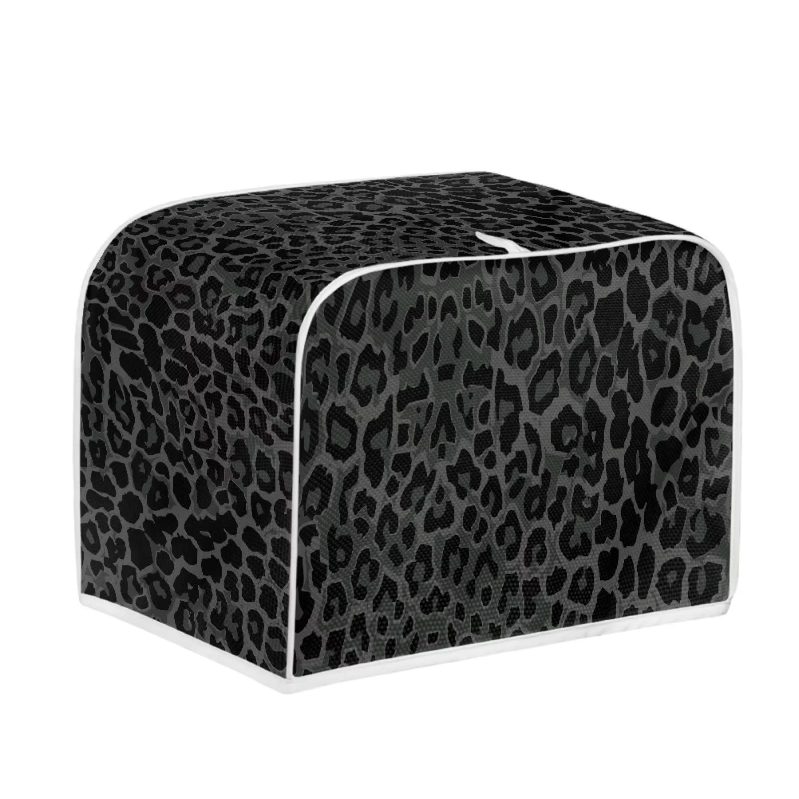 Black Leopard Print Toaster Cover for 2 Slice Toasters - Washable Kitchen Appliance Protector - Stylish Bakeware Cover for Toaster Oven - Perfect for Home, Kitchen, and Dorm Use