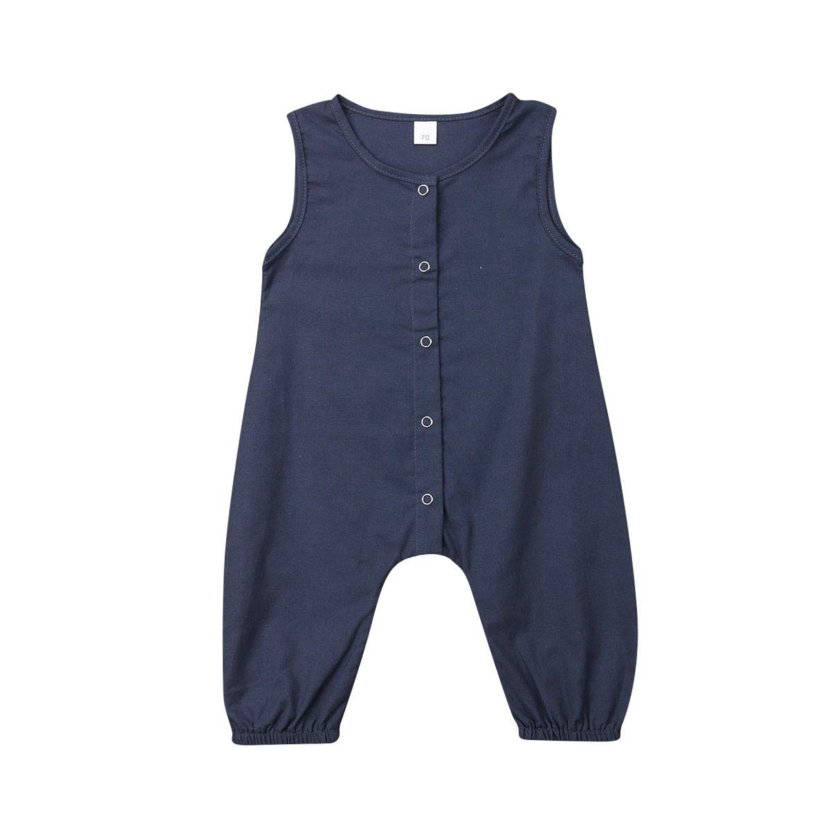 MSDMSASD Newborn Baby Clothes - Sleeveless Striped & Solid Color Romper with Button for Boys & Girls | Perfect for Summer Outfits & Casual Wear