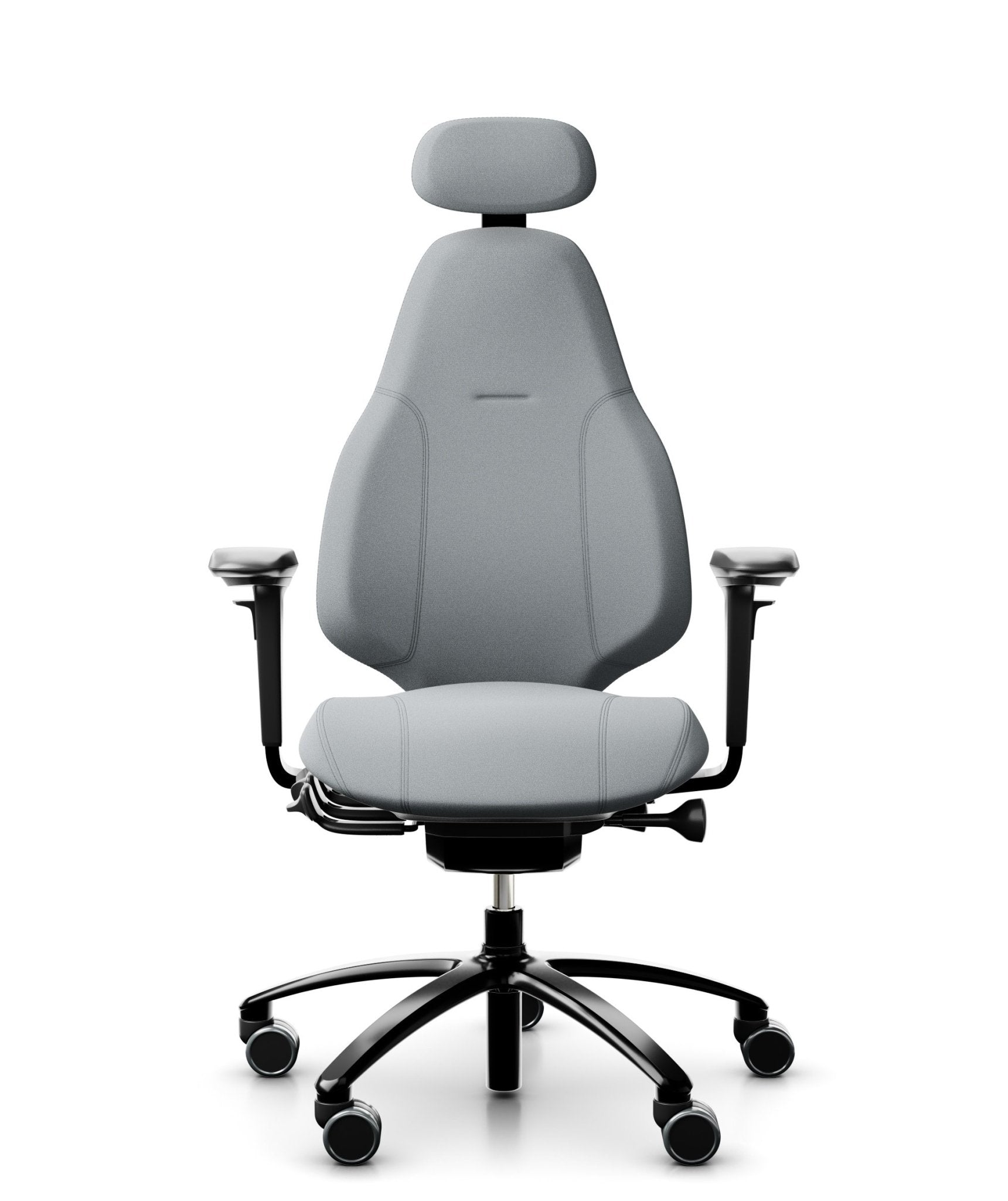 RH Mereo 220 Black Fabric Grey Office Chair - Ergonomic Mesh Back Executive Desk Chair with Adjustable Height for Home Office, Conference Room & Workspace