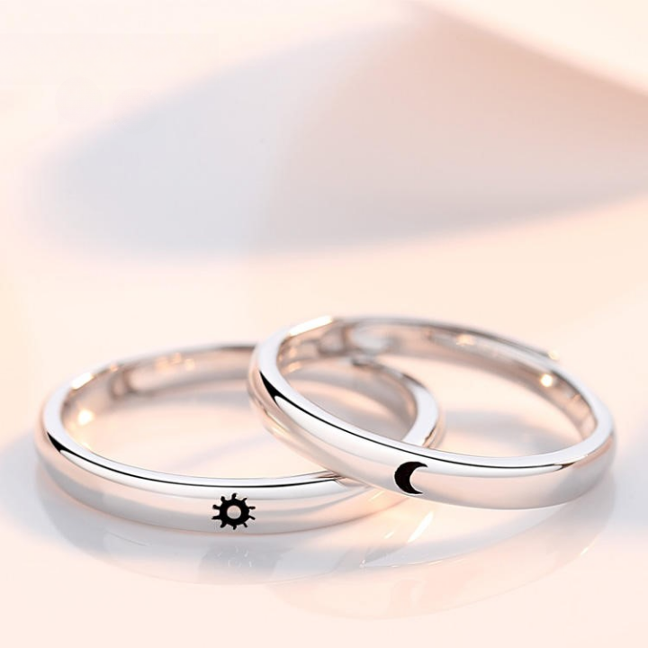 Sun and Moon Couple Rings for Women & Men - Sterling Silver Matching Promise Rings - Perfect for Anniversaries, Weddings, and Romantic Gifts