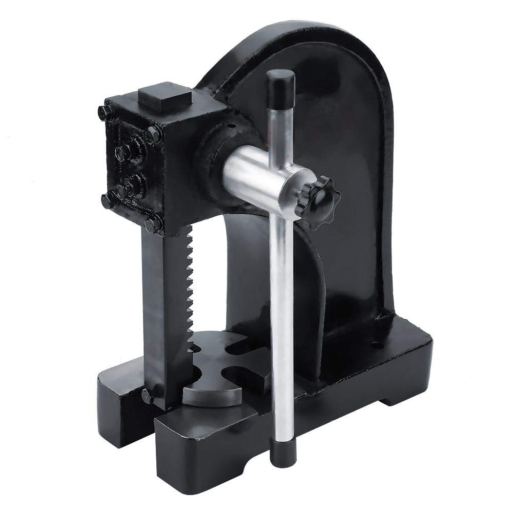 1 Ton Manual Desktop Press - Heavy Duty Carbon Steel Hand Punch Press Machine with Slotted Table Plate | Metal Arbor Press Tool for Riveting, Punching Holes & Metalworking | Ideal for DIY Projects, Jewelry Making & Small Workshop Use