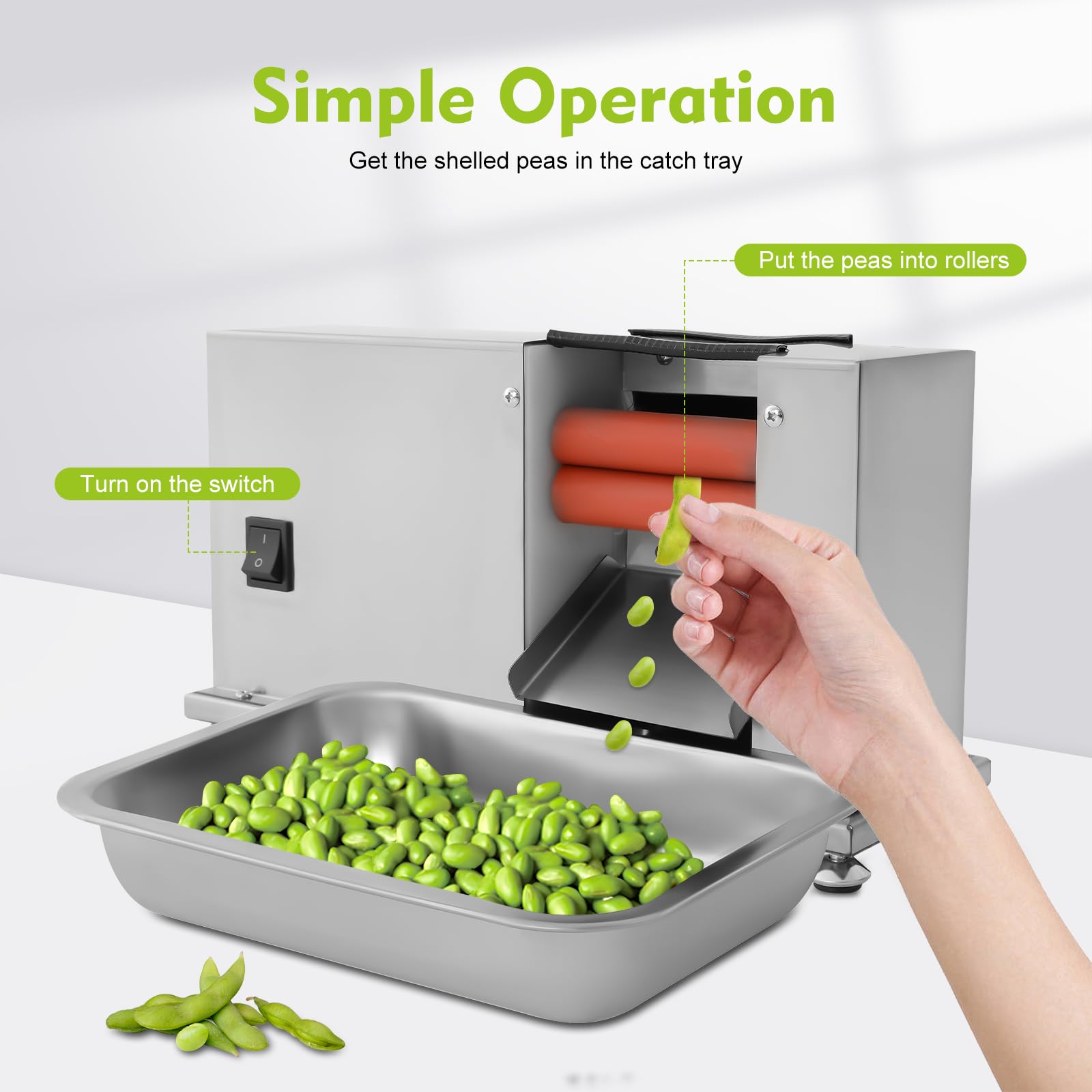 Electric Pea Bean Sheller Machine 110V 20W - Semi-Automatic Commercial Bean Peeler for Peas, Soybeans, Edamame & Legumes - Perfect for Farmers Markets, Home Kitchen & Food Processing Businesses