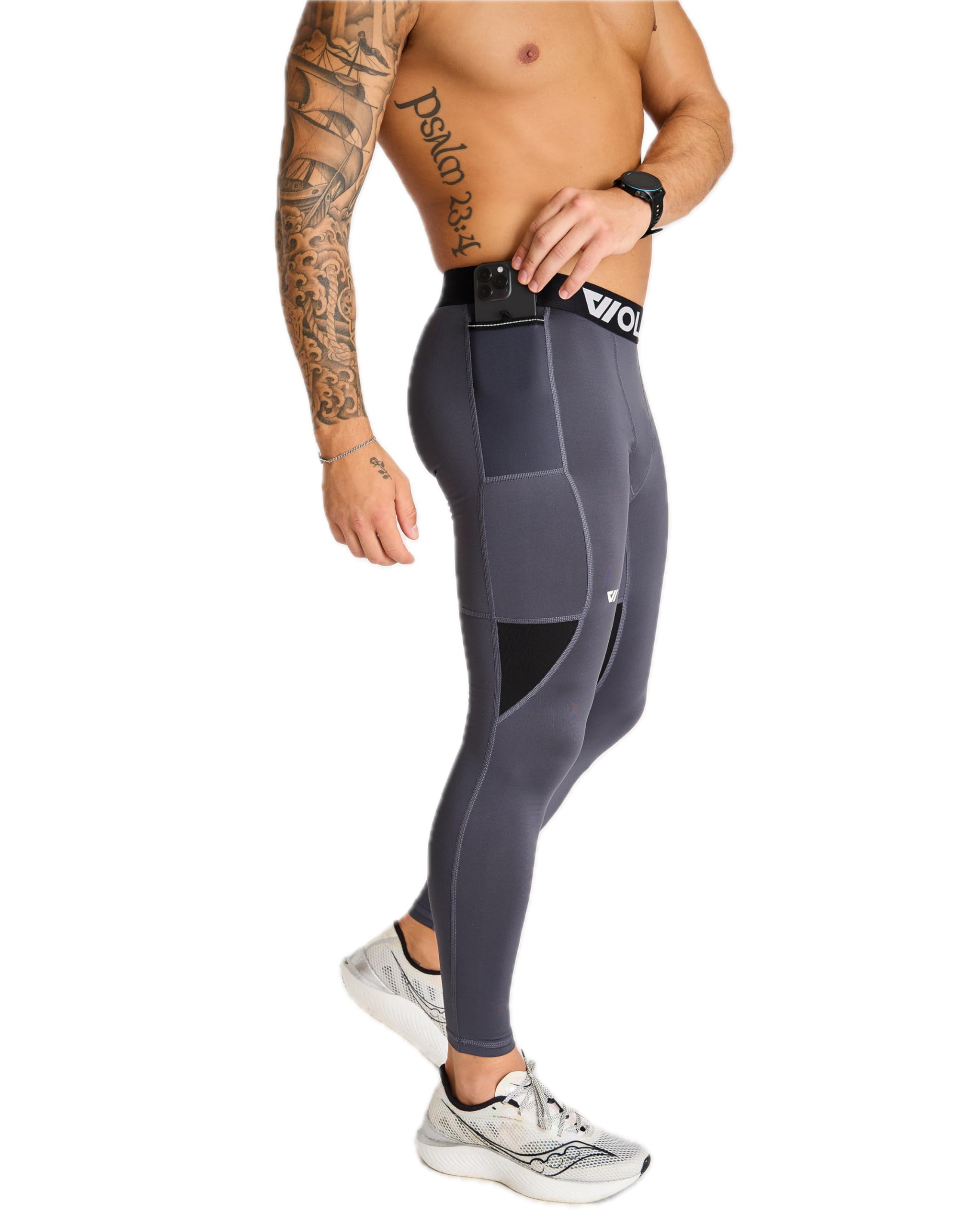WOLACO Fulton Men's Compression Pants - Athletic Baselayer Running Tights for Workout & Training - Perfect for Gym, Jogging & Cold Weather Activities