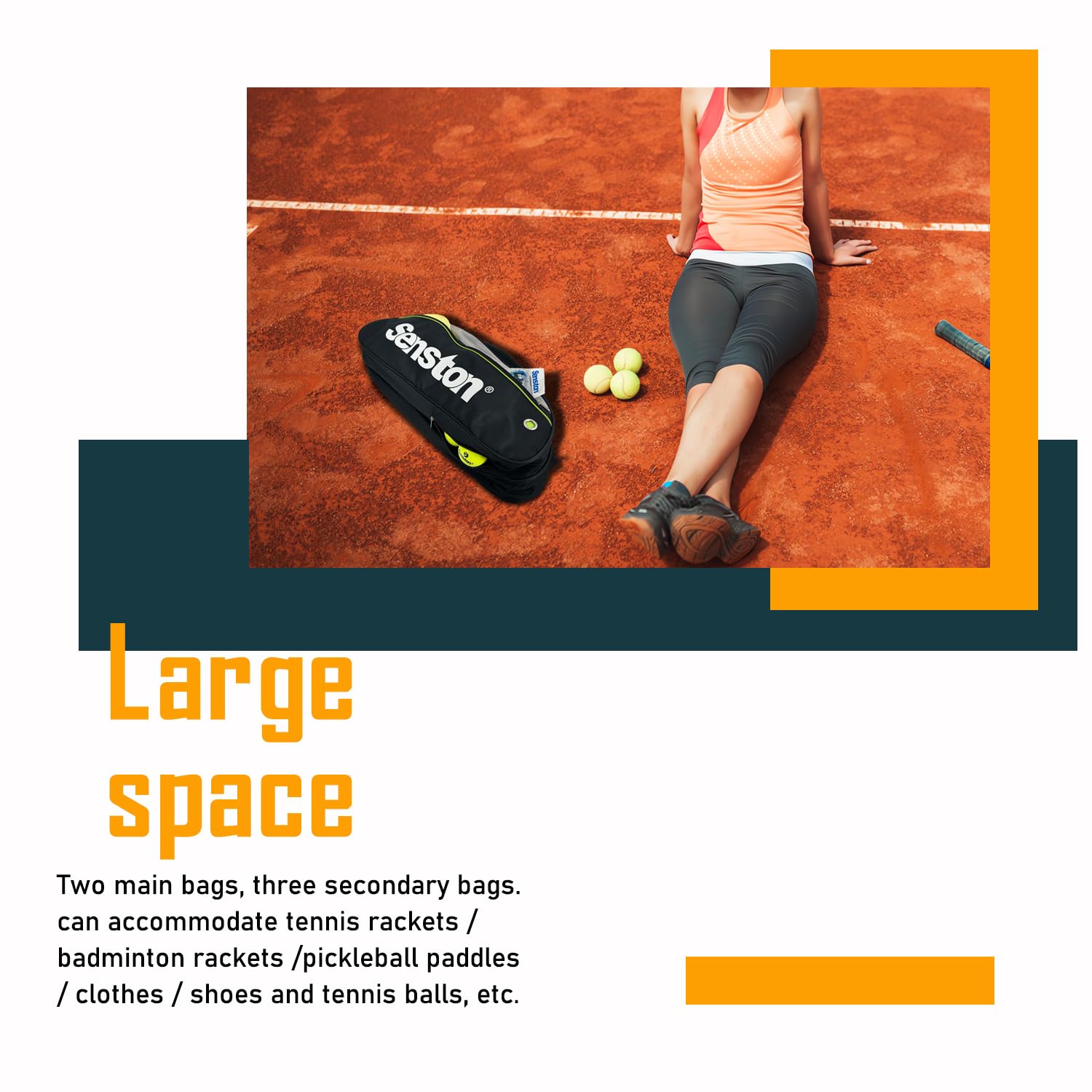 Senston Waterproof & Dustproof Tennis & Badminton Racket Bag - Single Shoulder Sports Racquet Case for Men & Women | Perfect for Court, Gym & Travel