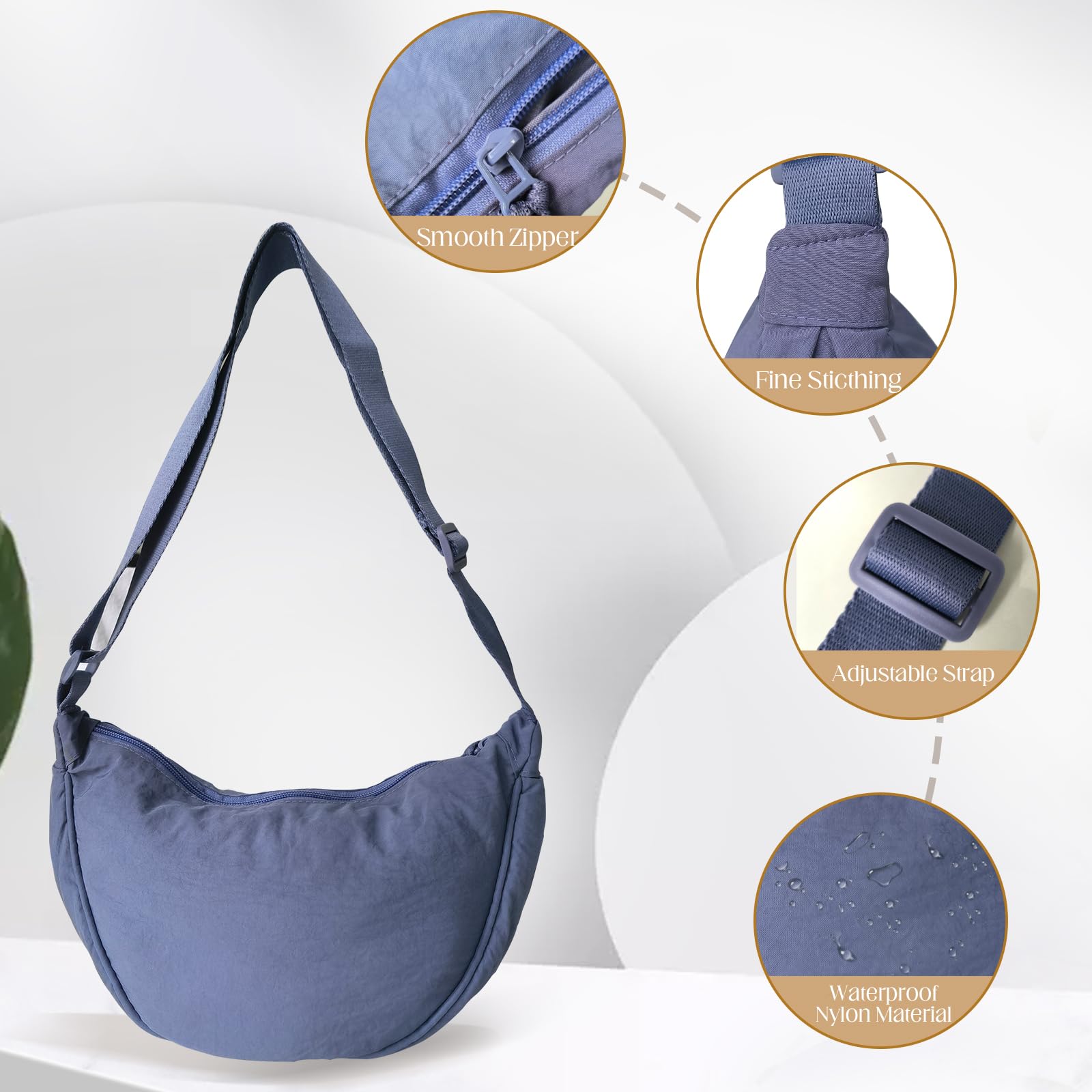 GoPaw Women's Nylon Crescent Crossbody Bag - Adjustable Strap for Daily Use
