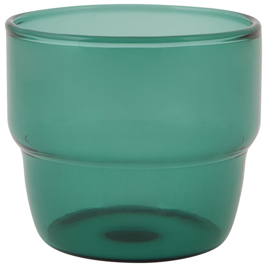 Danica Heirloom Emerald Stacked Juice Tumbler - 12oz Insulated Glass Cup with Lid & Straw - Perfect for Smoothies, Iced Coffee & Cold Drinks at Home, Office or Travel