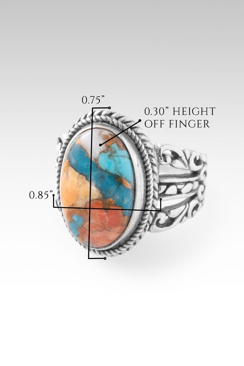 Victories Won Ring™ - Kingman Turquoise & Spiny Oyster Sterling Silver Jewelry for Women - Perfect for Weddings, Anniversaries & Special Occasions