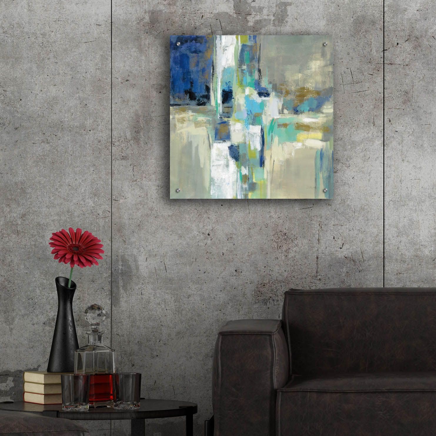 Silvia Vassileva 'Spring Water' Acrylic Glass Wall Art - 24x24 Inch Modern Abstract Painting for Living Room, Bedroom & Office Decor