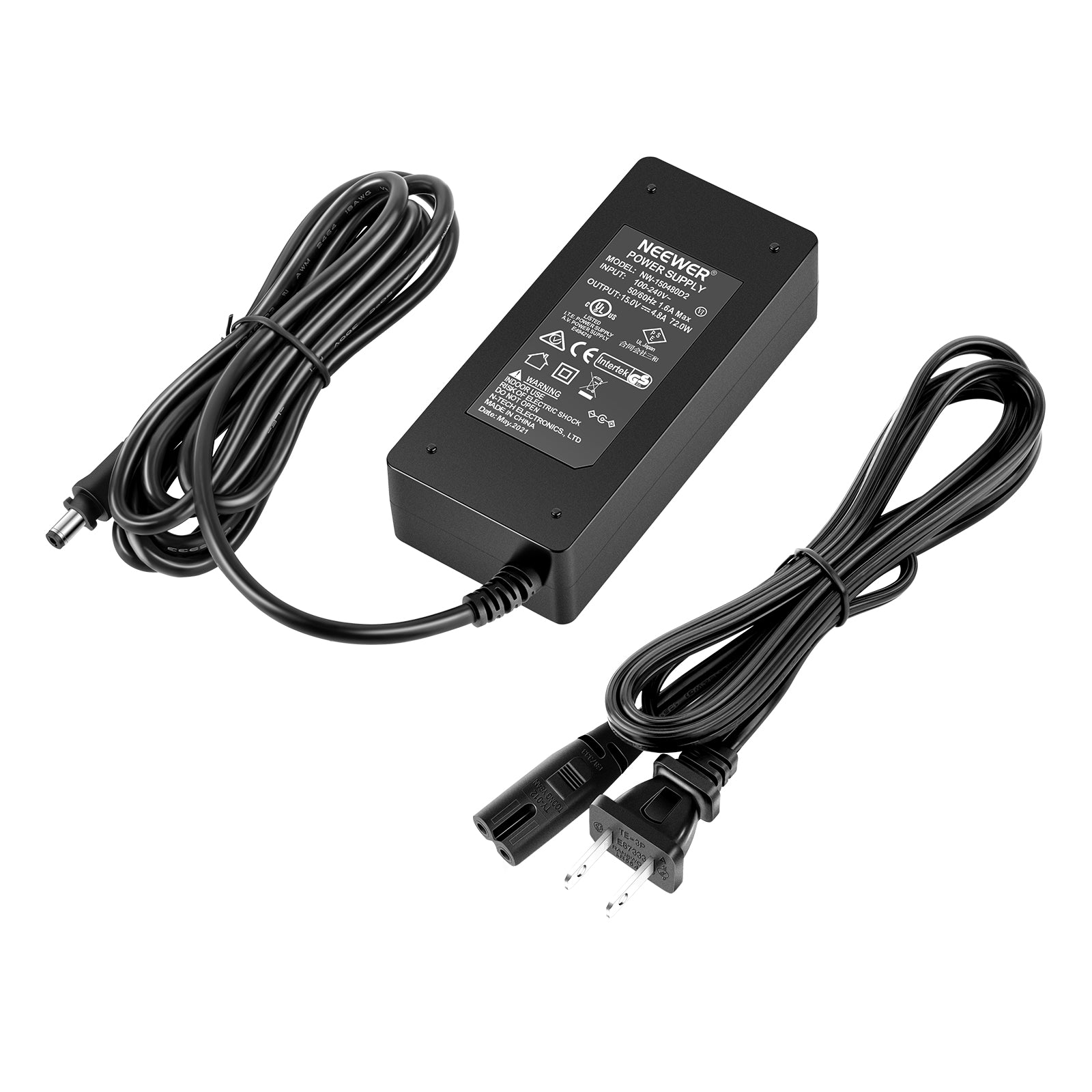 NEEWER AC 110V to DC 15V Power Adapter for Ring Light - Compatible with LED Photography Lighting, Video Studio Equipment, and Streaming Setup (Perfect for YouTube, TikTok, and Live Broadcasts)