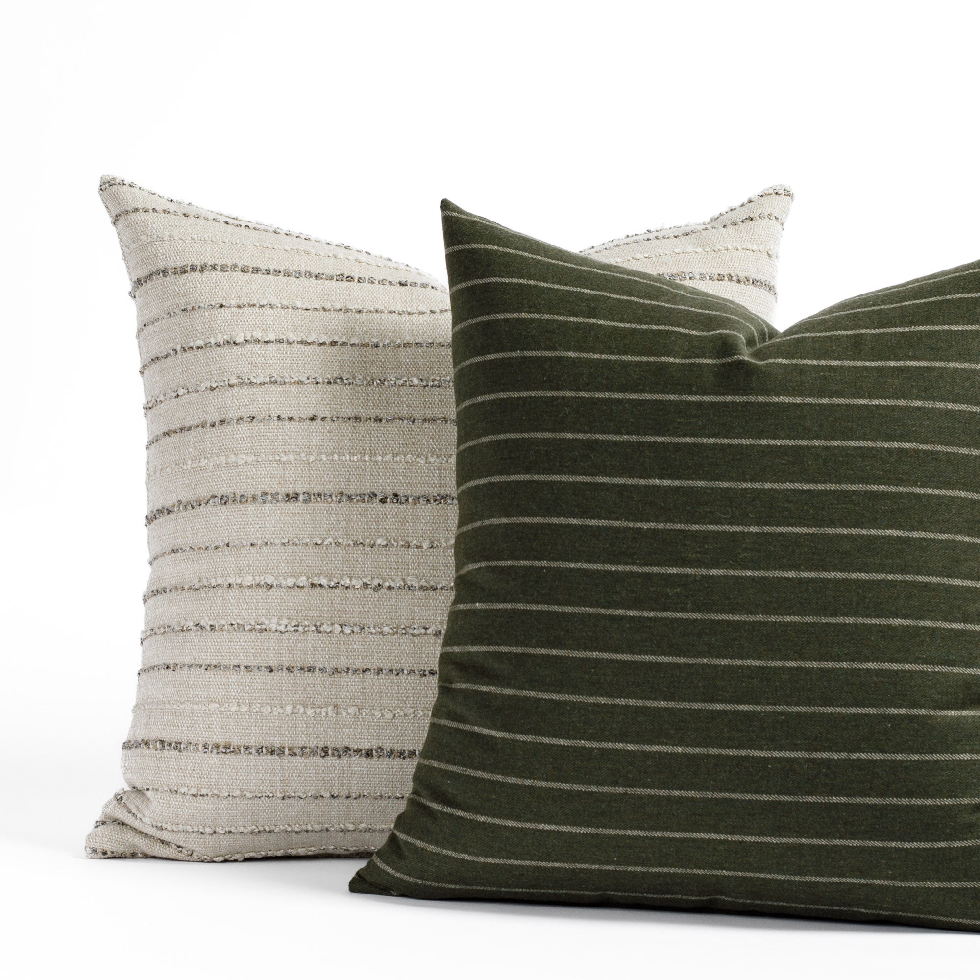 Wren Stripe 22x22 Decorative Throw Pillow Cover - Cobblestone Gray - Soft Cotton Square Cushion Case for Sofa, Bed, Living Room & Home Decor