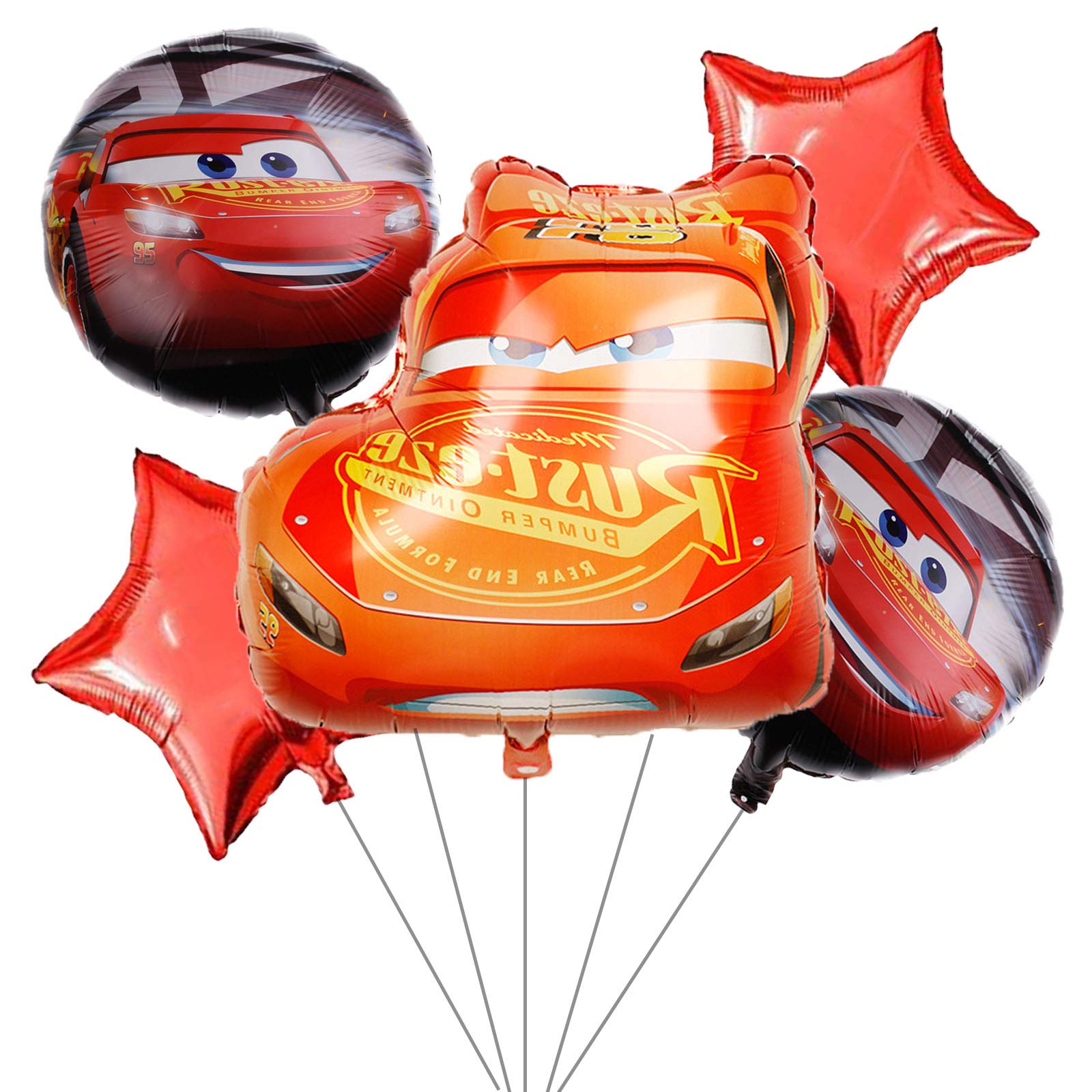 5PCS Cars Themed Foil Balloons - Perfect for Kids Birthday Parties, Baby Showers & Disney Cars Theme Decorations - Great for Indoor & Outdoor Celebrations