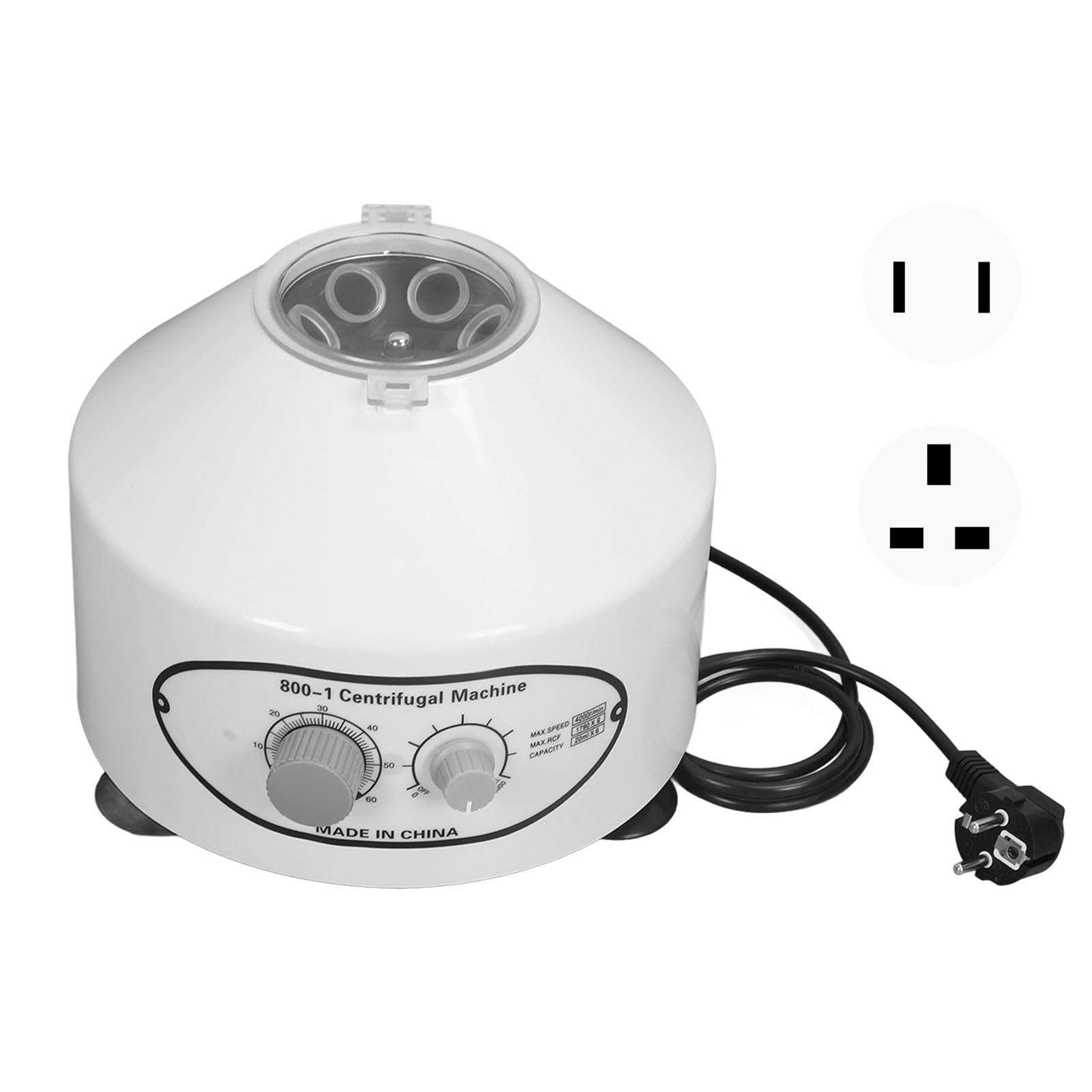 High Speed 4000rpm Benchtop Centrifuge Machine with Timer & Speed Control - 20ml x 6 Capacity Electric Lab Centrifuge for DNA, Blood Sample Separation - Ideal for Medical, Research & Laboratory Use