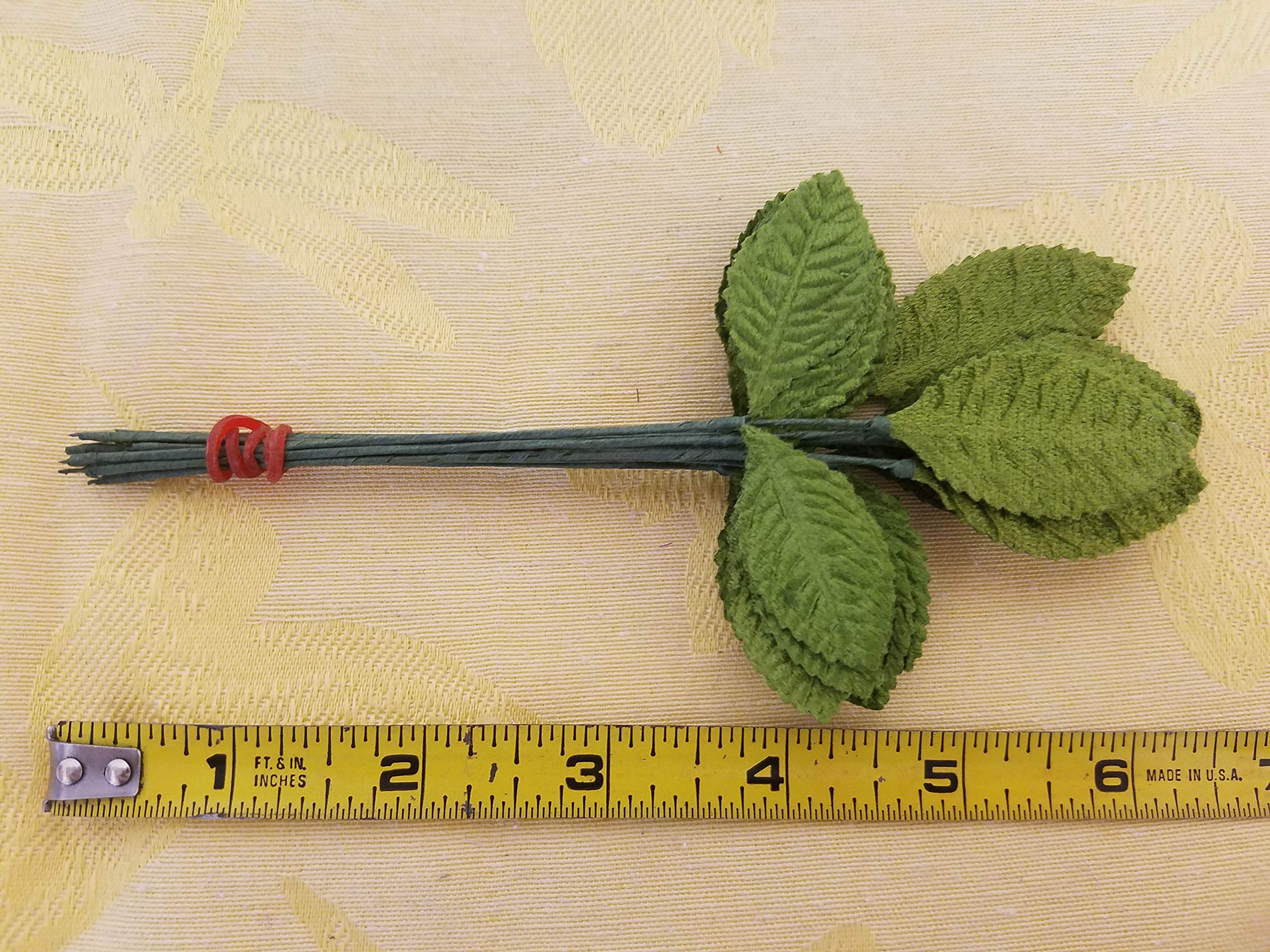 Green Velvet Leaf Artificial Millinery Leaves on Wire Stem (Pack of 144) - Perfect for DIY Floral Arrangements, Wedding Decor, and Craft Projects
