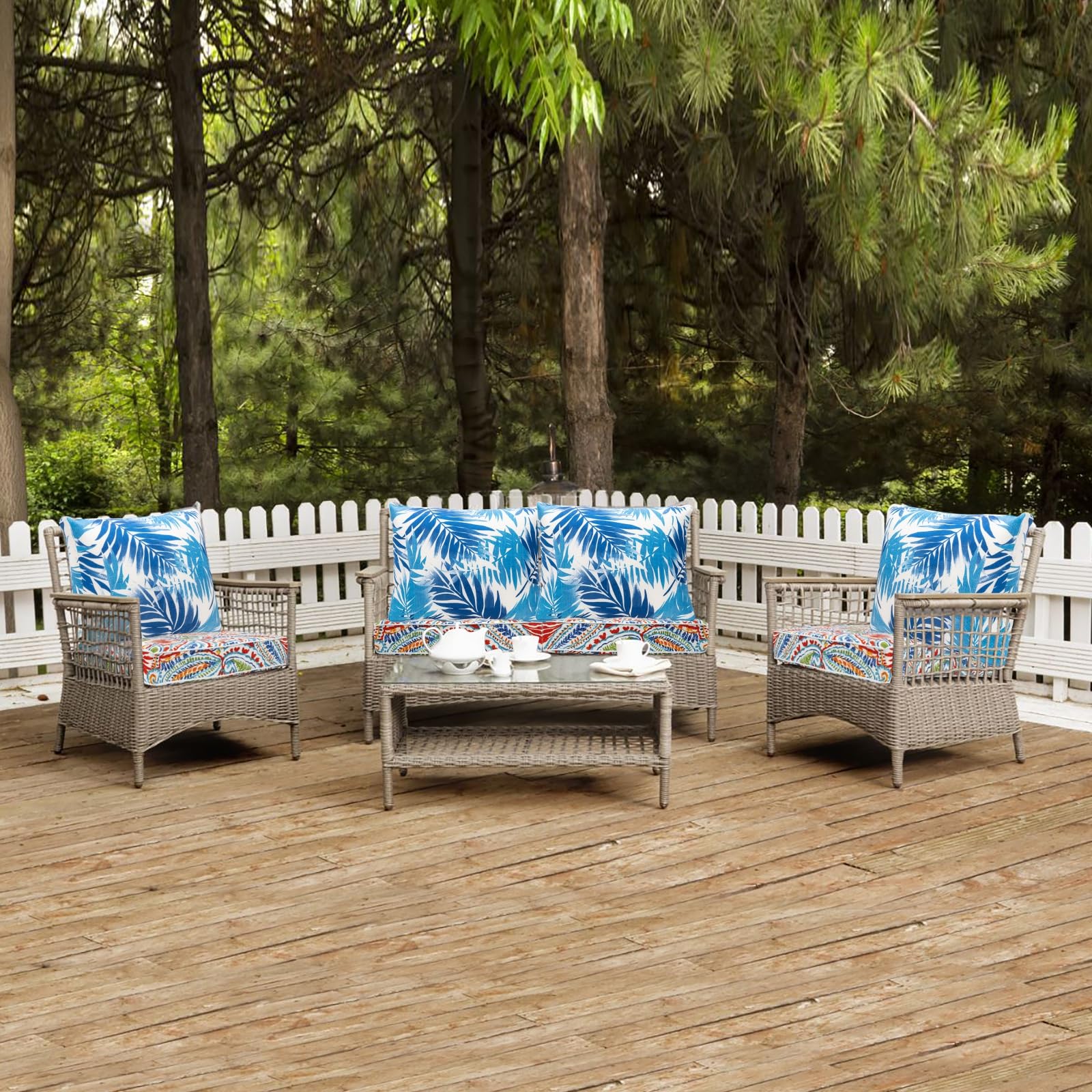 JMGBird Outdoor Patio Cushion Covers Set of 4 - Water Resistant, Washable Chair Seat Covers with Zipper (22x20x4 Inches) - Slip Replacement Furniture Covers for Garden Sofa, Couch & Indoor Use - Perfect for Backyard, Deck, and Poolside Relaxation