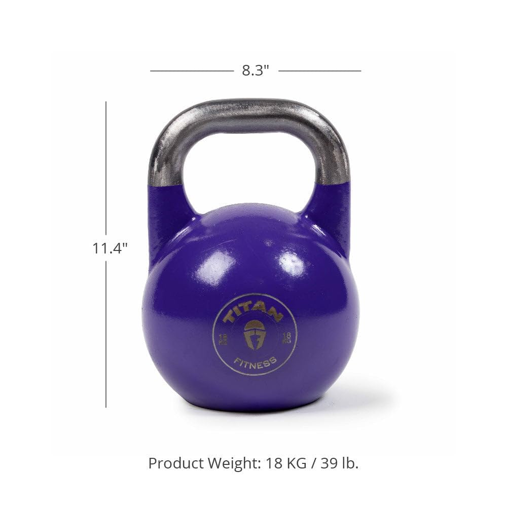Titan Fitness Competition Kettlebell - Single Piece Cast Iron, KG Markings for Weightlifting, Strength Training & Full Body Workouts - Perfect for Home Gym, CrossFit & Functional Fitness Training