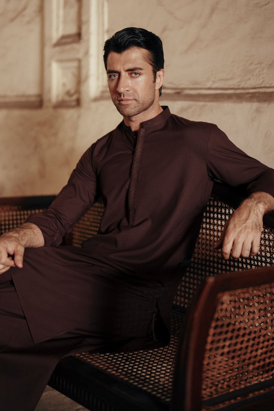 Premium Blended Dark Brown Shalwar Kameez - Traditional Pakistani Outfit for Men - Perfect for Weddings, Eid & Special Occasions