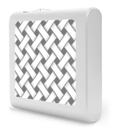 Dimmable LED Night Light with Auto On/Off Sensor, Adjustable Brightness & Warm White Light - Perfect for Bathroom, Hallway, Nursery & Bedroom (Gray & White Cross Hatch Design) - Create Cozy Ambiance for Nighttime Safety & Comfort
