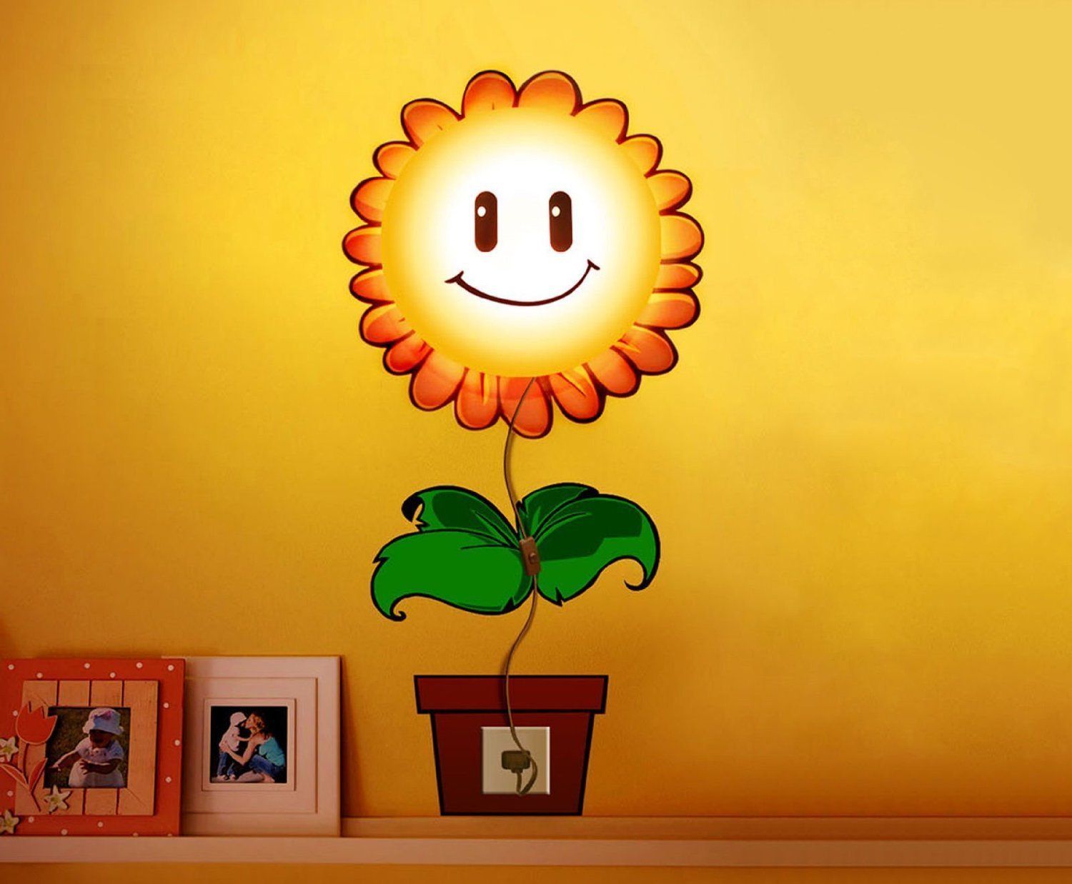 Kubert DIY 3D Wallpaper & LED Night Light Lamp - Sunflower Design Wall Decoration for Kids' Bedroom | Warm White Light, Cartoon Wall Stickers, Home Room Decor | Perfect for Nursery, Playroom & Children's Bedtime Lighting