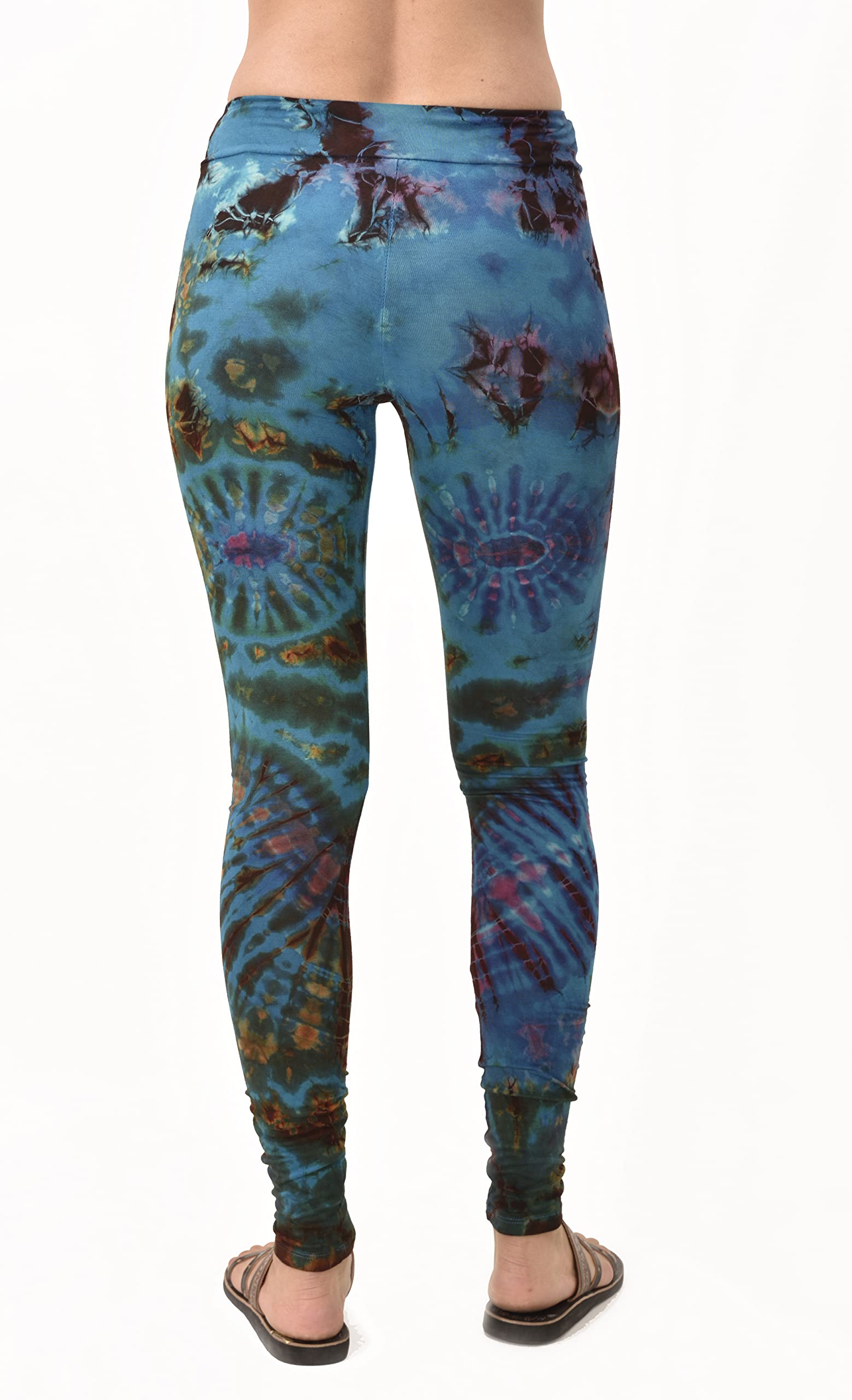 Tie Dye Yoga Pants for Women - Bohemian Hippie Leggings, Festival & Workout Tights, Reverse Tie Dye Design - Perfect for Yoga, Music Festivals & Boho Fashion