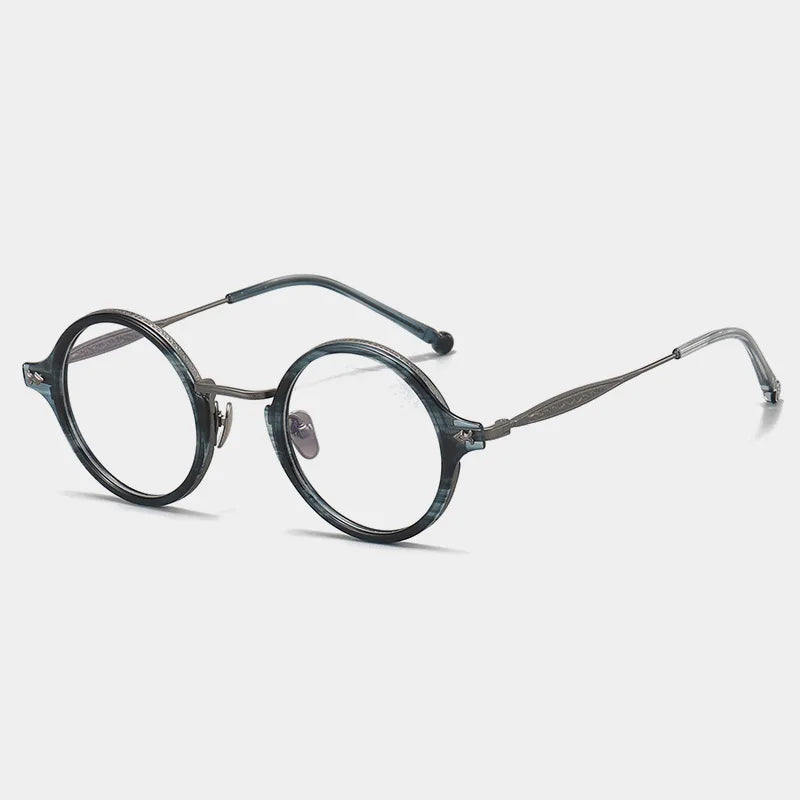 Stylish Unisex Black Titanium Round Eyeglasses - Full Rim Lightweight Frame for Men & Women | Perfect for Reading, Work, and Everyday Fashion