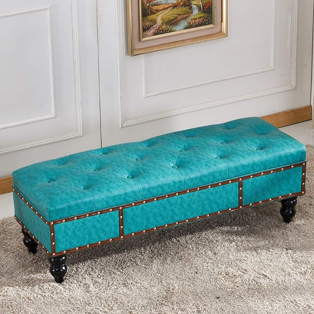 HDHXDS Storage Ottoman Bench - Multifunctional Cube Shoe Storage, Coffee Table Stool & Bed End Seat - 90 x 40 x 40cm Blue Organizer for Living Room, Bedroom, Entryway & Clothing Stores - Perfect for Small Space Organization & Extra Seating