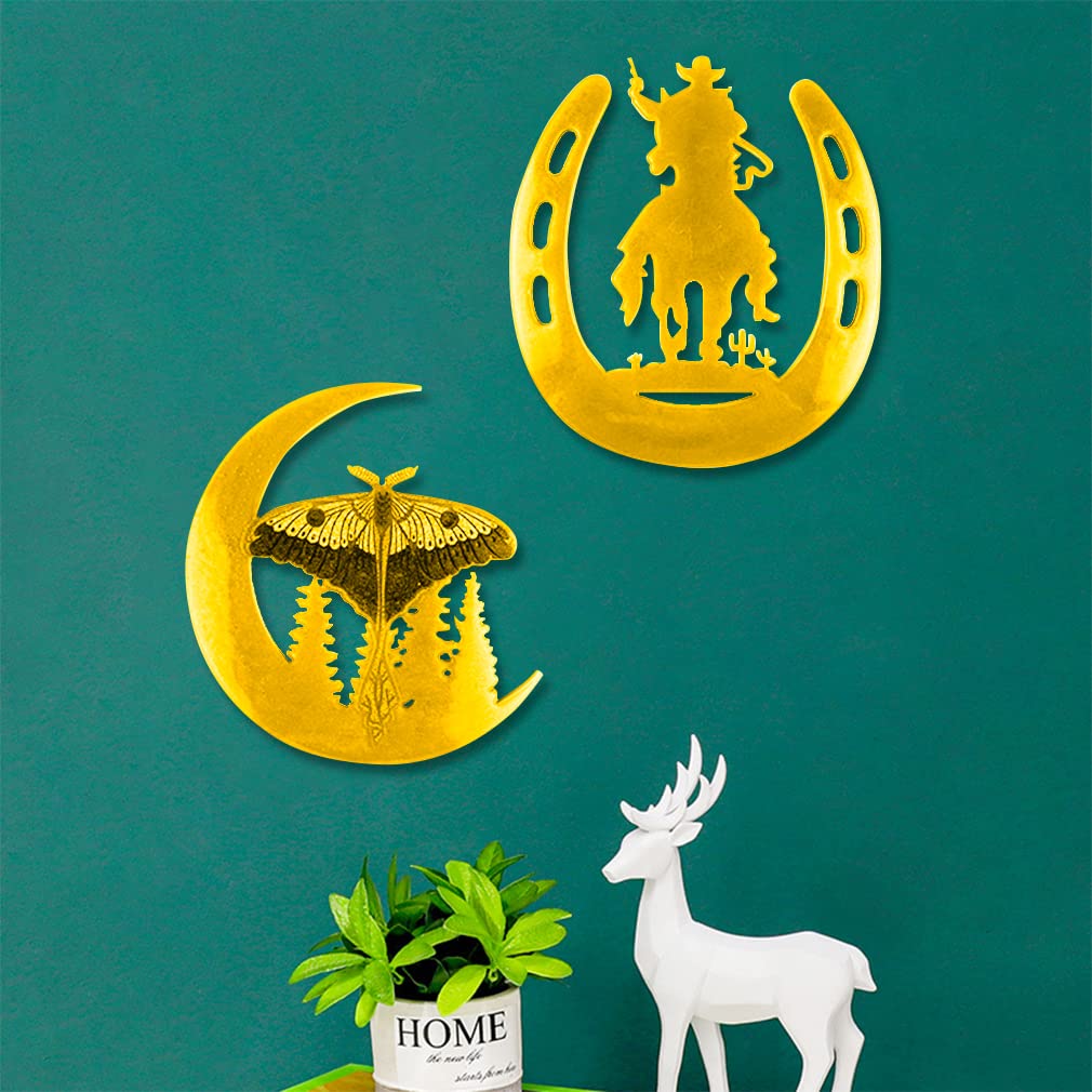 iSuperb 2-Piece Forest Butterfly & Horseshoe Cowboy Resin Molds Set - DIY Epoxy Casting Silicone Molds for Wall Art, Home Office Decor, Shelf & Table Display - Perfect for Handmade Wall Hangings and Western-Themed Décor