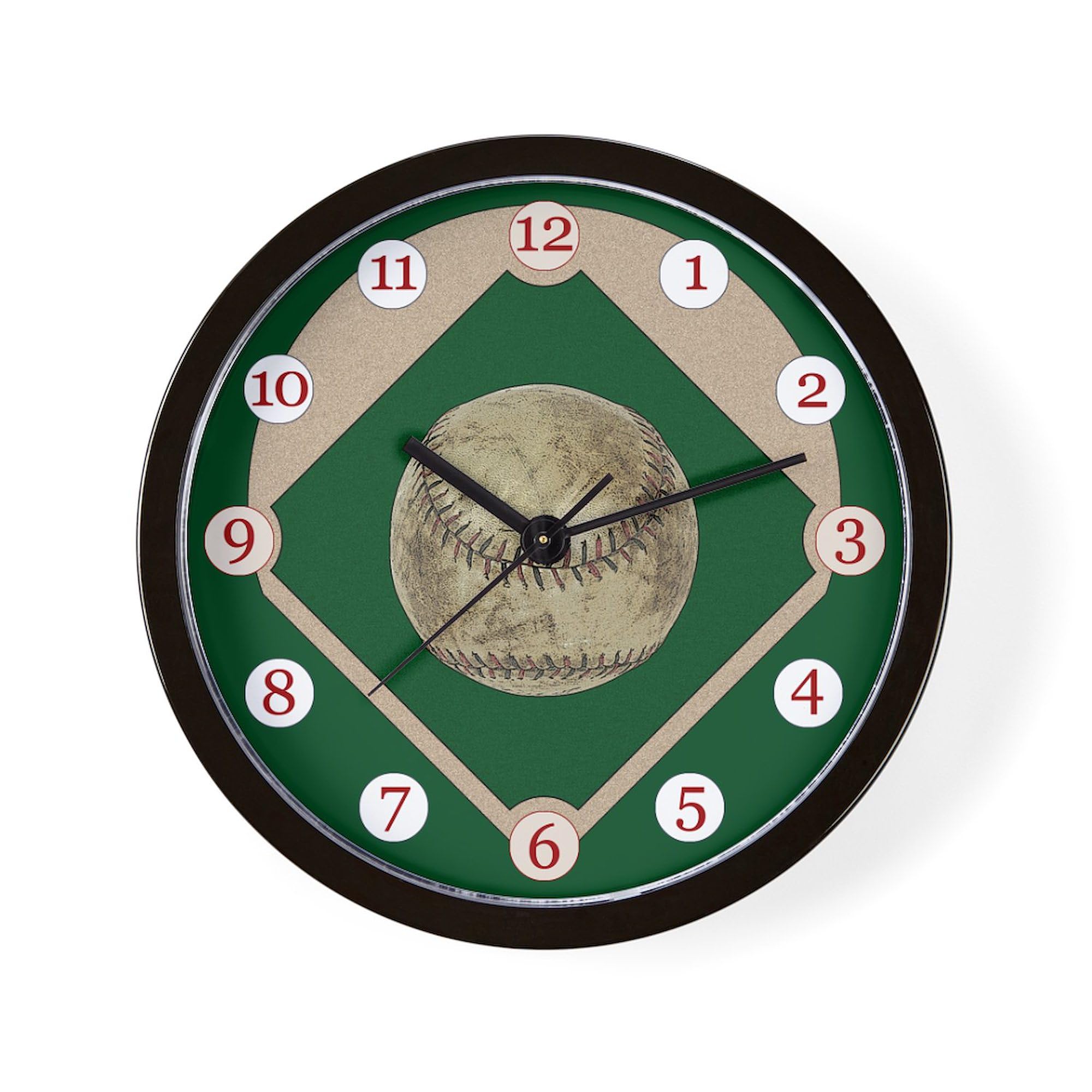 10 Inch Baseball Wall Clock - Sports Themed Decor for Living Room, Kitchen, or Office | Perfect Gift for Baseball Fans & Home Decor