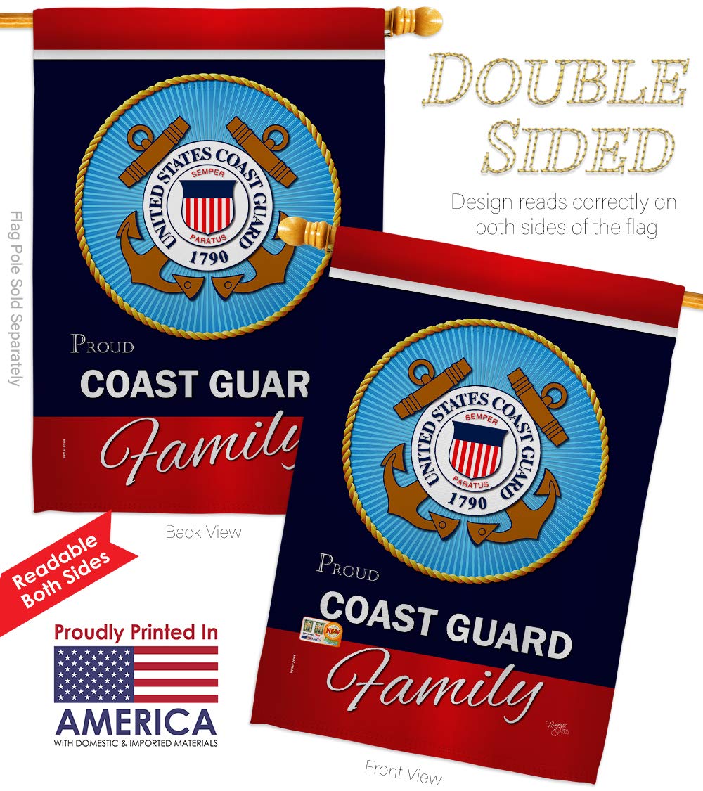 USCG Semper Paratus Double-Sided Garden Flag Kit - 28x40 Inch Military House Banner for Coast Guard Veterans, Armed Forces Families & Patriotic Yard Decor - Made in USA for Front Porch, Lawn & Outdoor Display