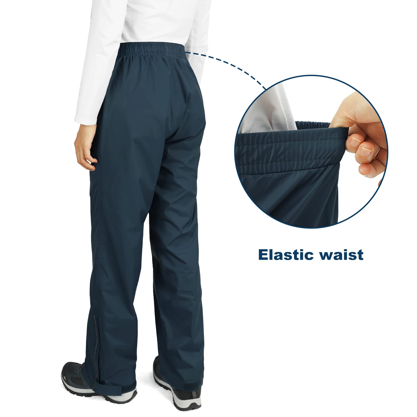 Outdoor Ventures Women's Waterproof Hiking Rain Pants - Packable, Windproof & Breathable for Outdoor Adventures, Camping and Travel
