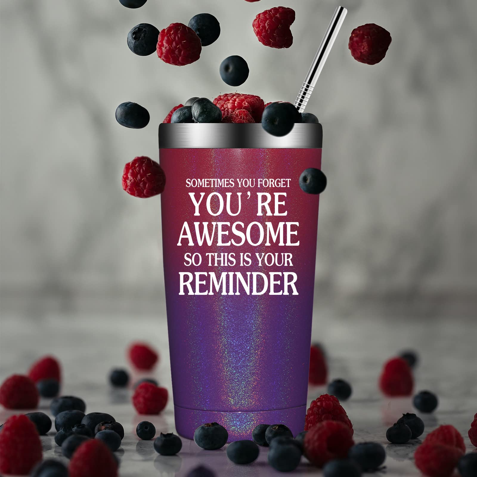 20oz Vacuum Insulated Tumbler - Inspirational Thank You Gifts for Women & Men, Funny Birthday Gifts for Coworkers, Daughter, Mom - Best Friend Gift Idea - Perfect for Office, Home, Travel & Outdoor Activities