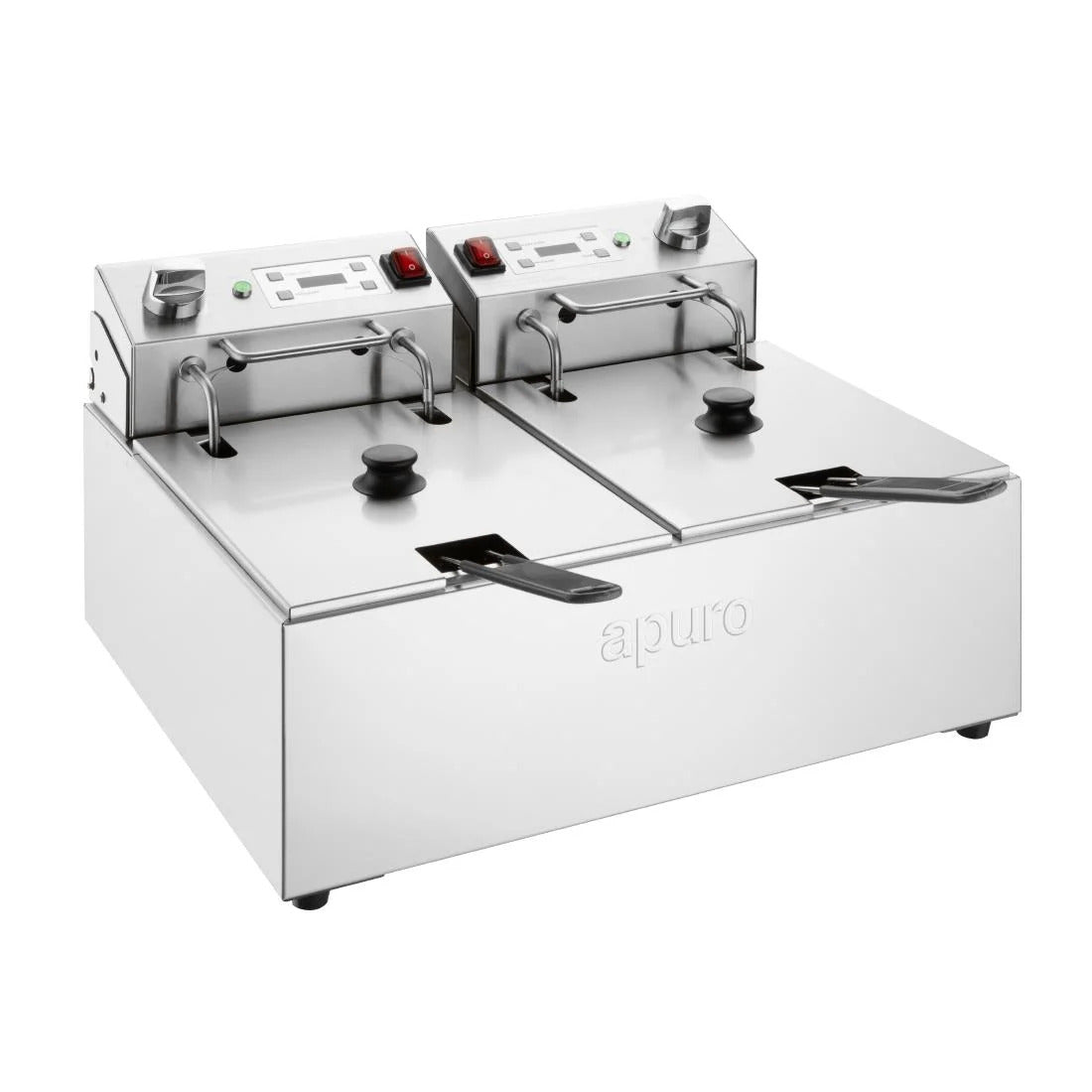 Apuro Double Electric Fryer with Timer - 2 x 5L Capacity for Home & Commercial Use - Perfect for Restaurants, Catering & Family Cooking