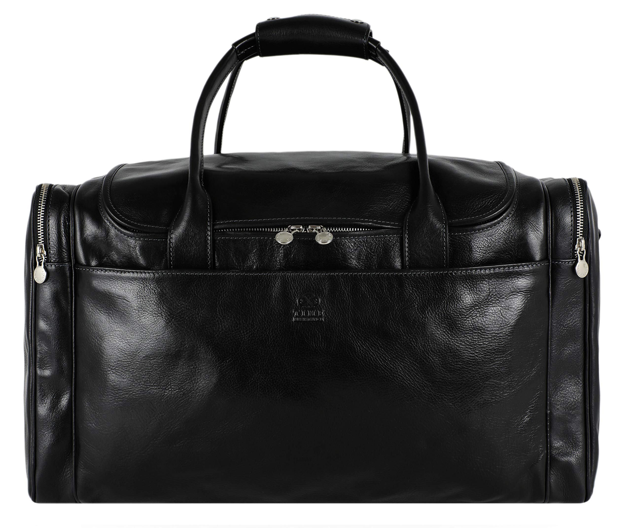 Premium Leather Duffel Bag for Men & Women - Large Travel Gym Weekender Carry On Bag - Water Resistant Black Durable Luggage - Perfect for Business Trips, Gym Workouts & Weekend Getaways