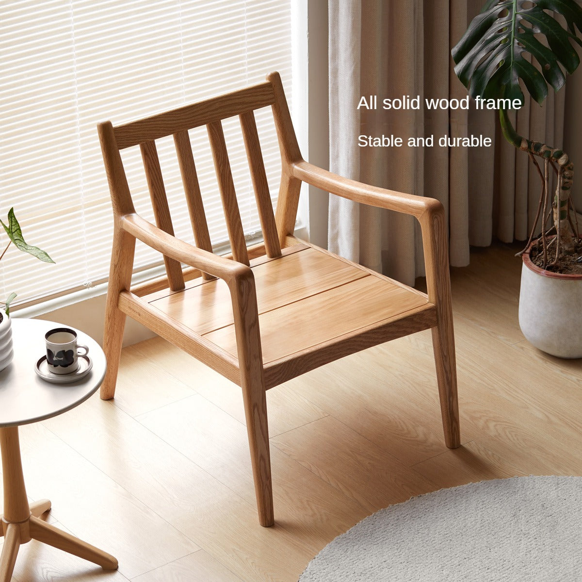 Ergonomic Oak Solid Wood Study Chair with Soft Padded Seat - Perfect for Home Office, Library & Reading Nook Comfort