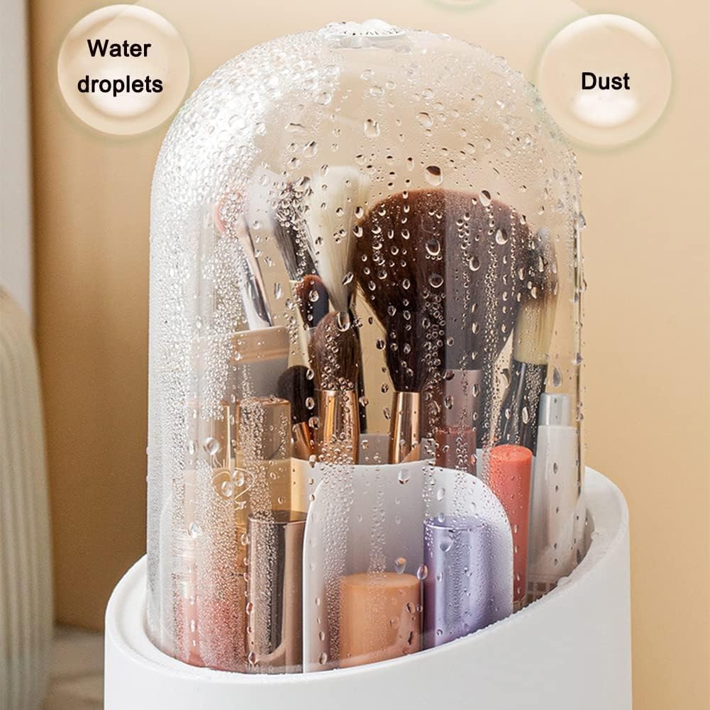 VIPREKHO 360° Rotatable Makeup Brush Holder with Lid - Organizer & Storage Stand for Vanity Table | Perfect for Home, Salon & Travel Makeup Brush Organization