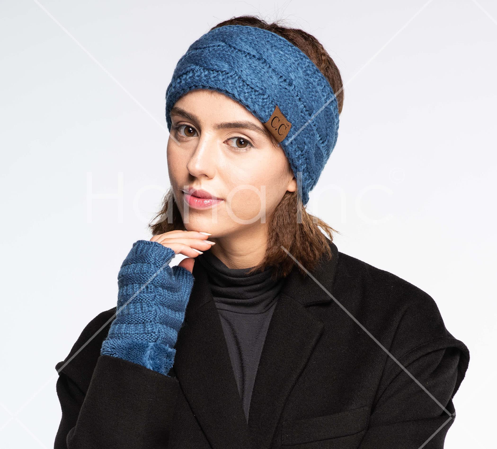 ScarvesMe Unisex Solid Color Sherpa Lined Soft Winter Cable Knit Headband Headwrap - Warm Fleece Lined Ear Warmer for Men & Women - Perfect for Skiing, Snowboarding & Cold Weather Activities