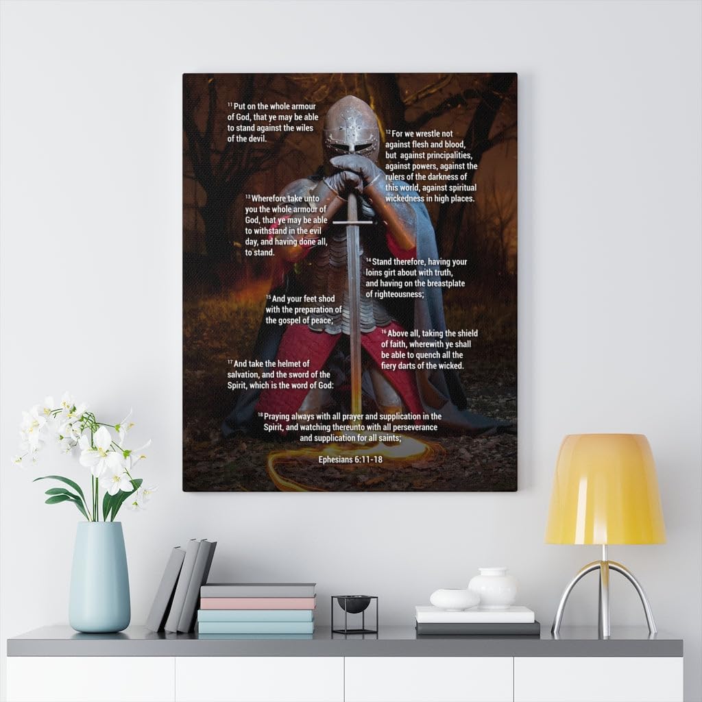 Armor of God Bible Verse Canvas Art - Ephesians 6:11-18 Christian Wall Decor for Home, Church & Office - Inspirational Scripture Gift for Faith & Spiritual Warfare