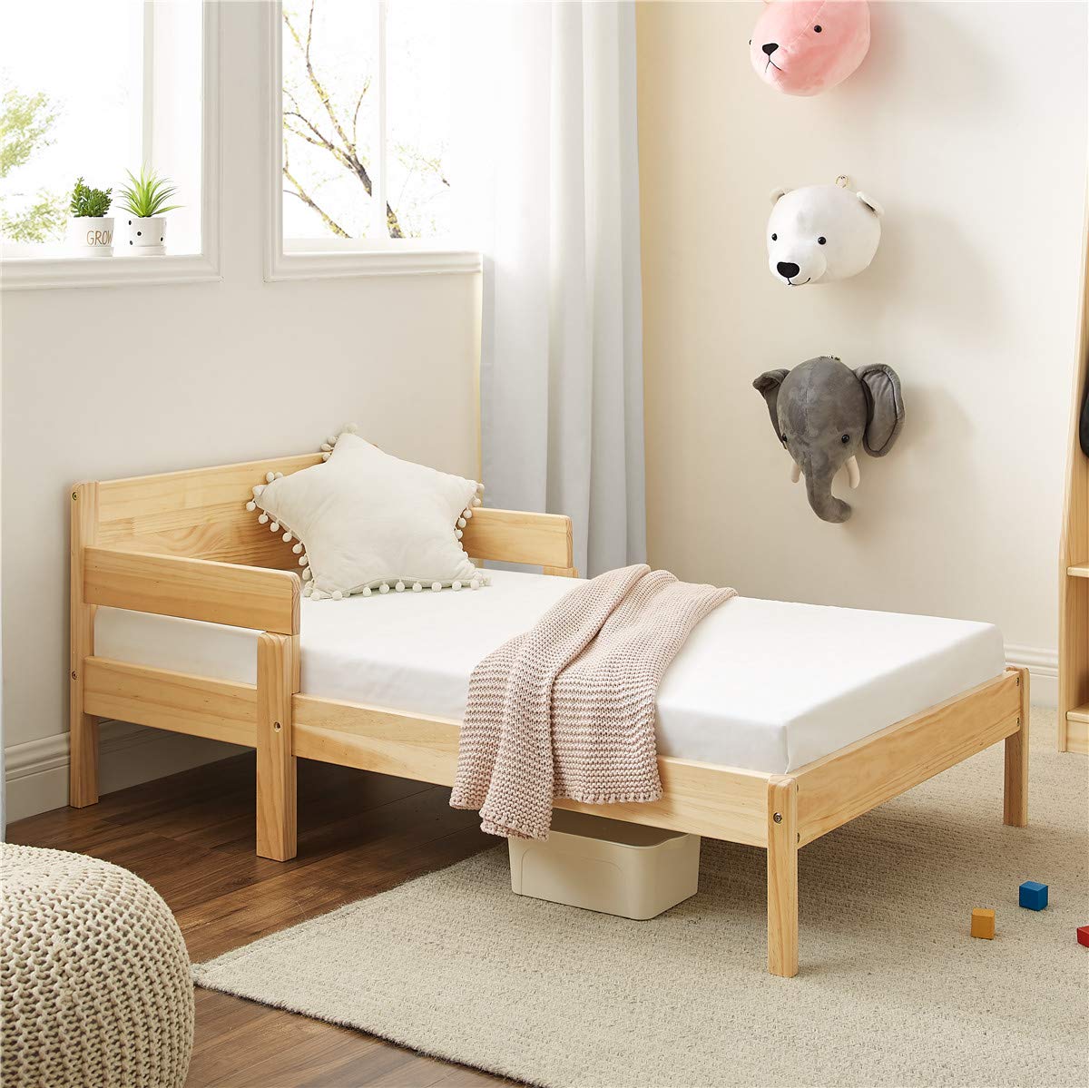 MUSEHOMEINC 2 in 1 Convertible Twin Bed Frame - Multifunctional Solid Wood Crib with Side Guardrails, Transforms into Chair or Sofa, Fits Standard Crib Mattress (Mattress Not Included) - Perfect for Nursery, Small Spaces & Multi-Purpose Rooms