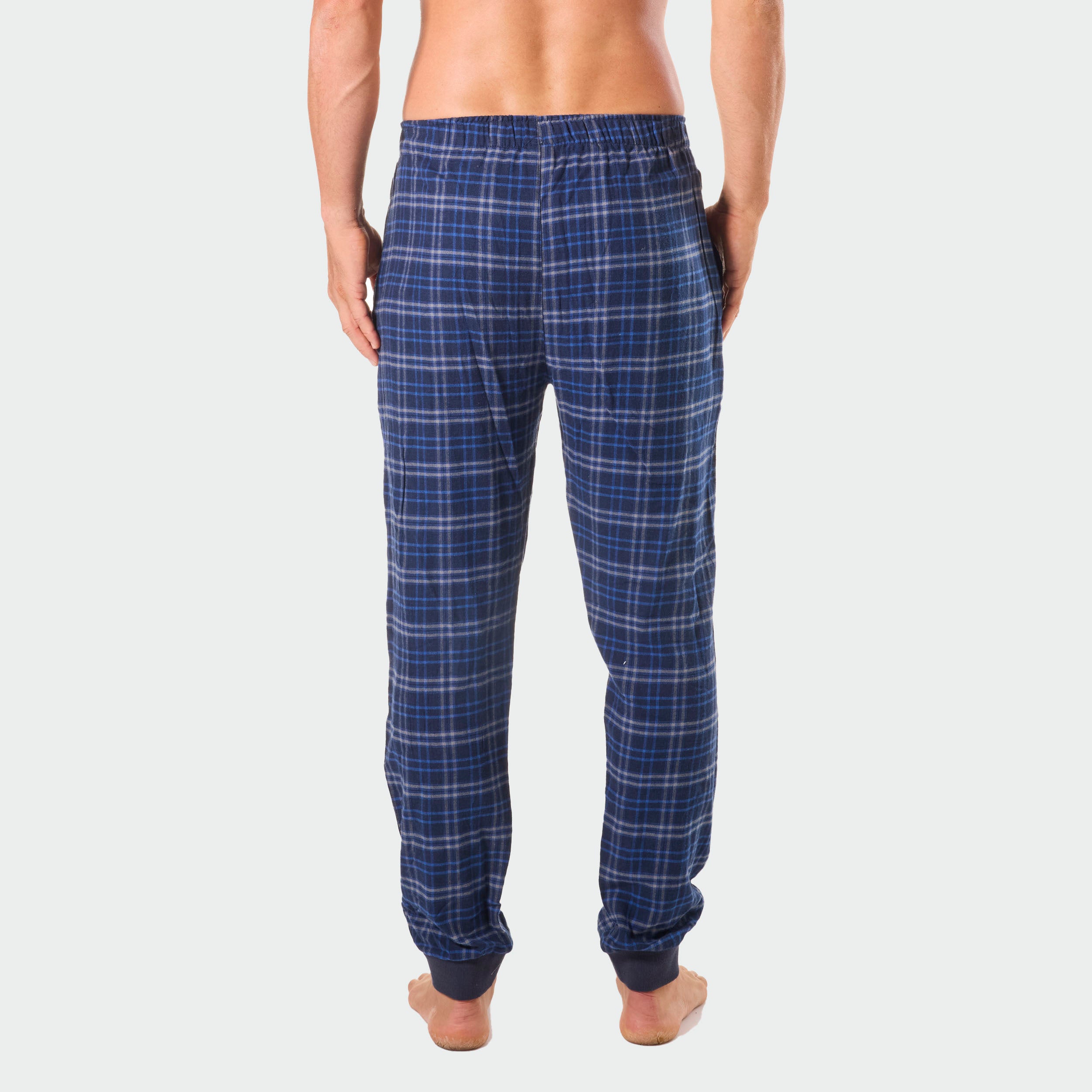 Men's Ocean Blue Bamboo Flannel Slim Leg Sleep Pants - Soft & Breathable Lounge Pajama Bottoms for Relaxing at Home or Traveling