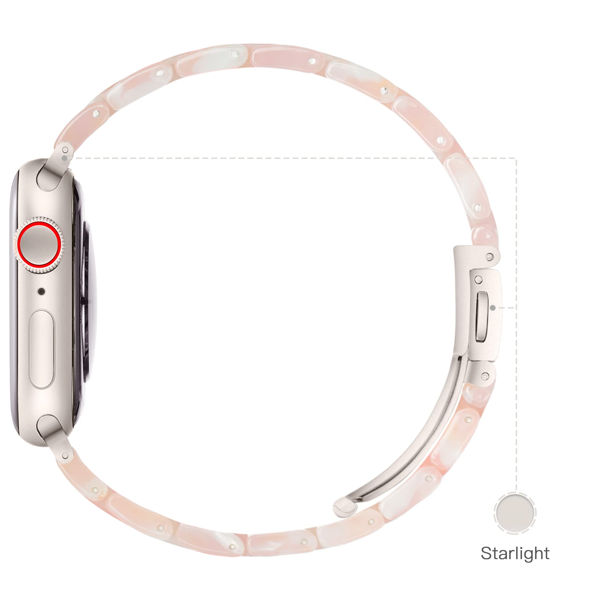 Premium Resin Apple Watch Bands Compatible with Series 1-10, SE, Ultra & Ultra 2 (42mm/44mm/45mm/46mm/49mm) - Lightweight Flower Pink Strap for Women & Men - Perfect for Workouts, Office & Everyday Wear