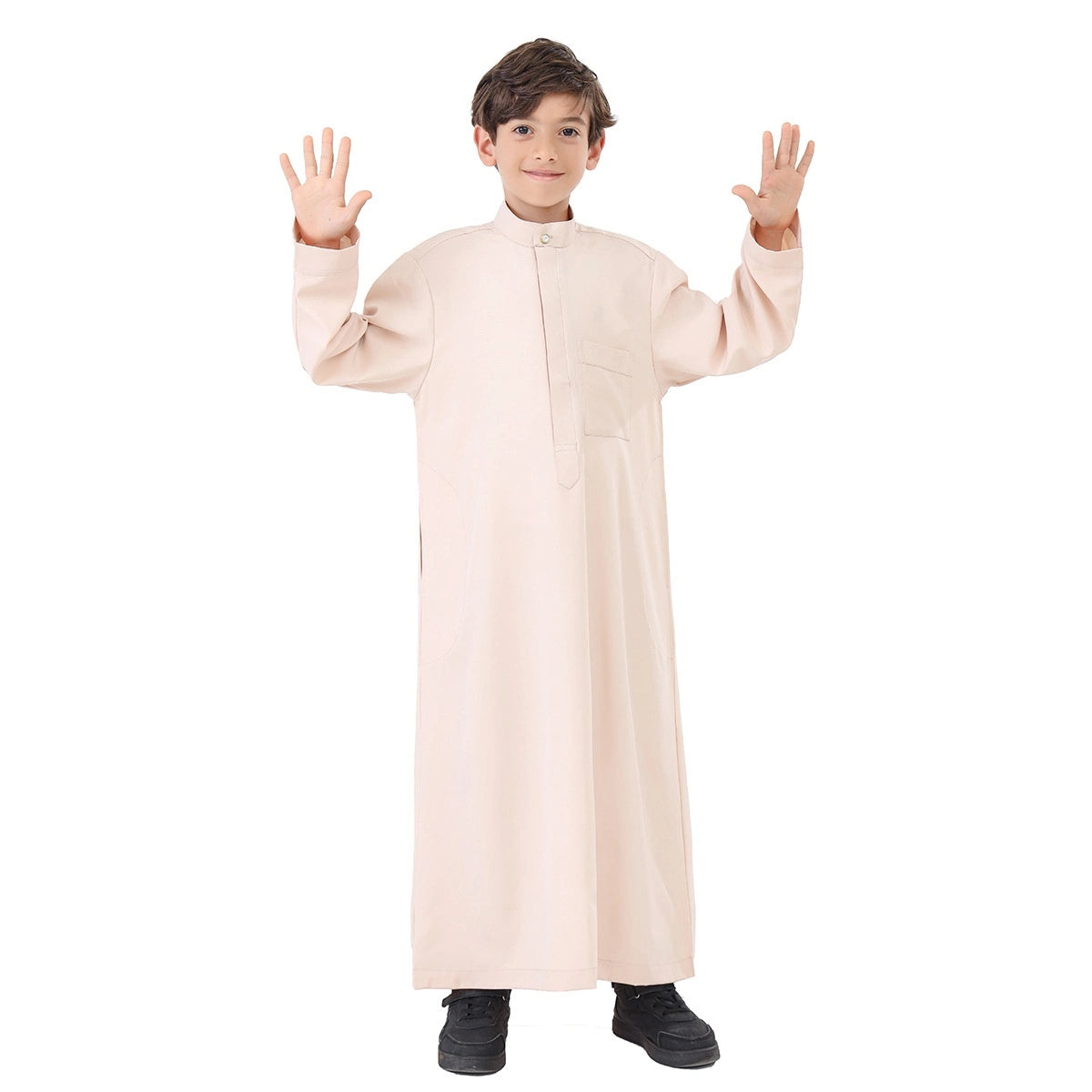Middle East Arab Boy Thobe Thawb with Pocket #B24886 - Traditional Islamic Robe for Kids, Eid & Special Occasions