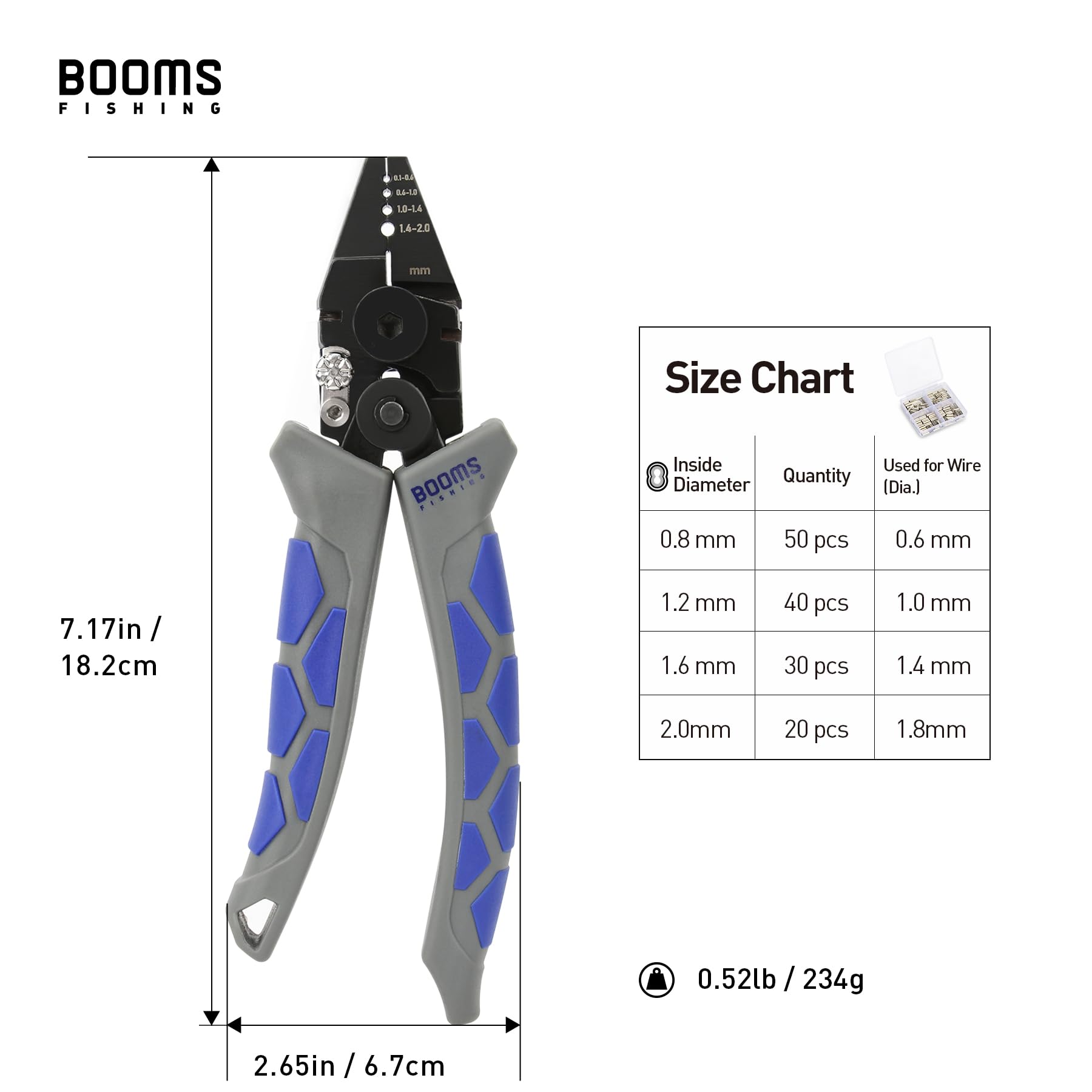 Booms Fishing CP4 Crimping Tool with Cutter - High Carbon Steel Plier for Wire Rope Leaders - Perfect for Saltwater Fishing