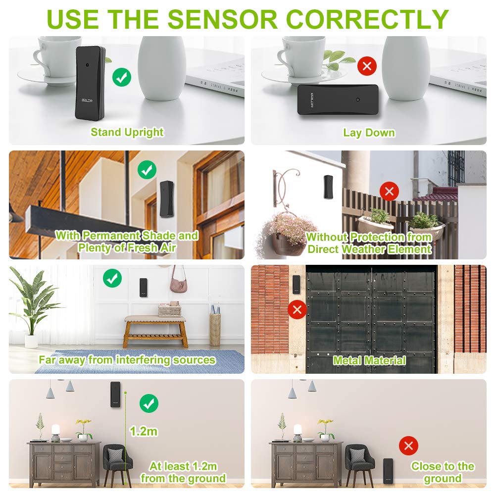BALDR Wireless Weather Station Remote Sensor - Indoor/Outdoor Battery-Powered Weather Monitor for BALDR Smart Weather Station | Shelf Standing or Wall Mountable | Perfect for Home, Office, Garden & Greenhouse Temperature/Humidity Monitoring