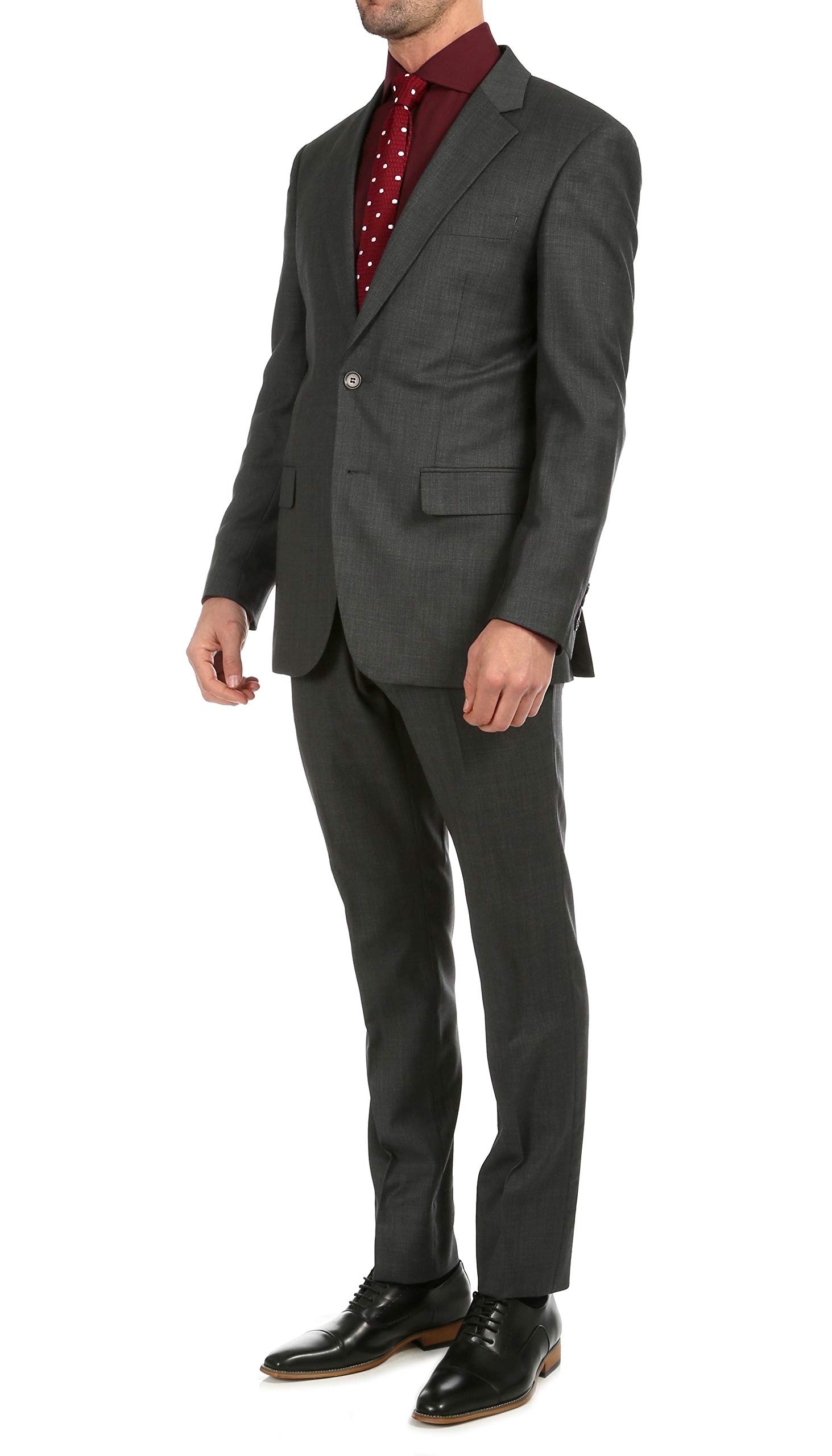 Men's Slim Fit Notch Lapel 2-Piece Suit with Flat-Front Dress Pants | Formal Business Attire for Weddings, Interviews & Office Wear