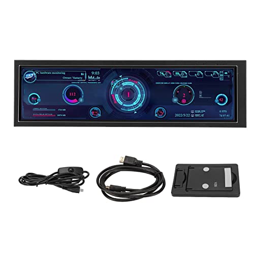 VBESTLIFE 8.8 Inch IPS Computer Data Monitor - 1920x480 Resolution, PC CPU RAM HDD Temperature Display, Sensor Panel Screen for Raspberry Pi - Perfect for PC Building, Gaming Rigs & Home Server Monitoring