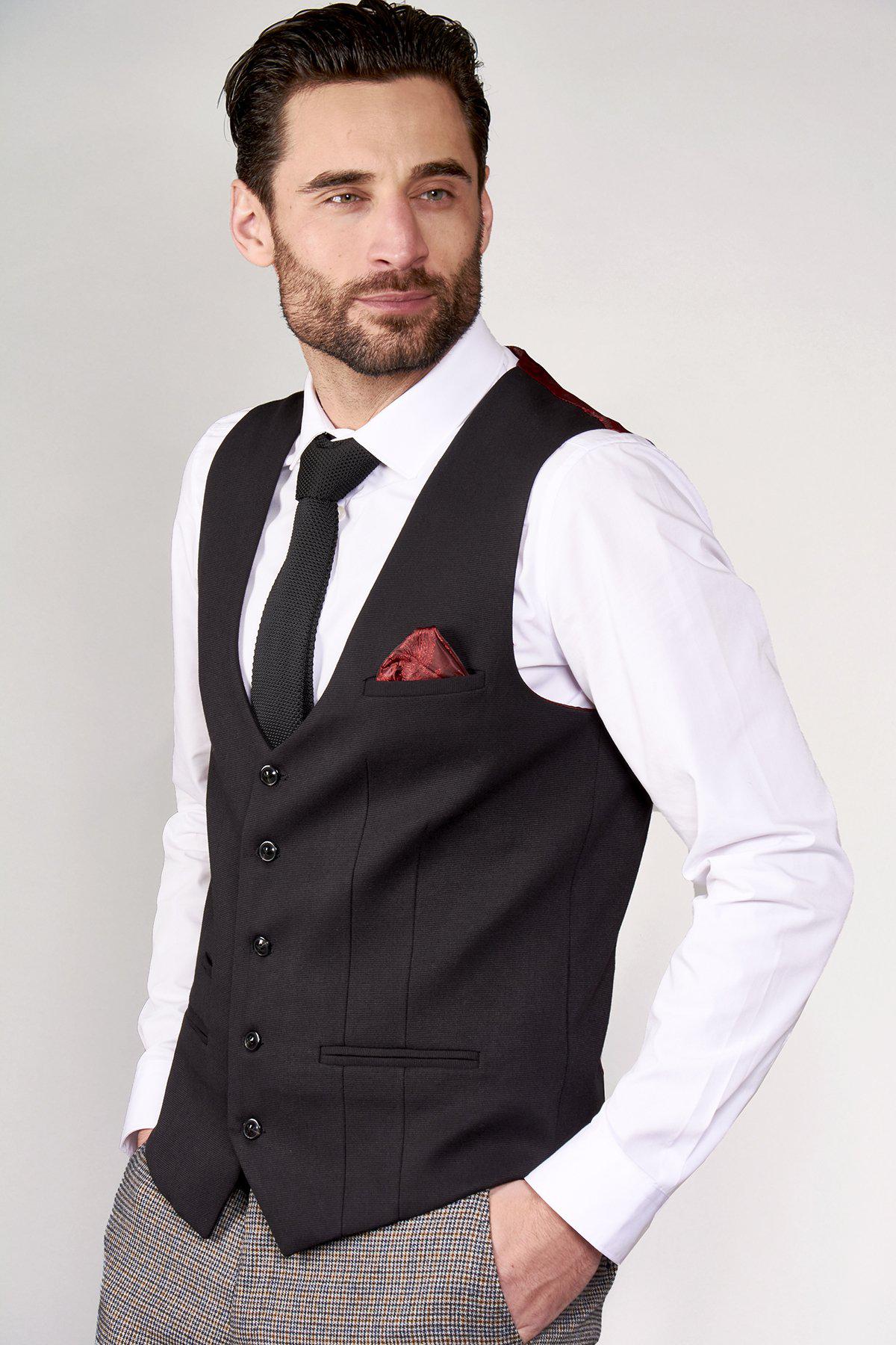 KELLY Women's Black Single Breasted Waistcoat Vest - Slim Fit Formal Wear for Office, Wedding & Business Attire