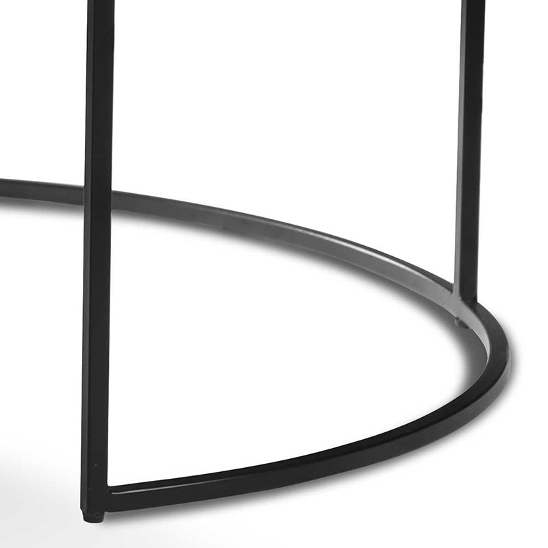 BRANDI Nesting Tables Set of 2 - 75cm & 90cm Modern Side Tables in Black | Perfect for Living Room, Bedroom, or Office Space