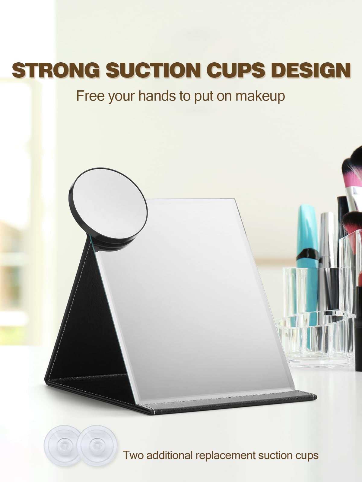 20X Magnifying Mirror with 2 Suction Cups - 3.5 Inch LED Makeup Mirror with Slant Tweezers, Black - Perfect for Eyebrow Plucking, Makeup Application & Skincare Routine