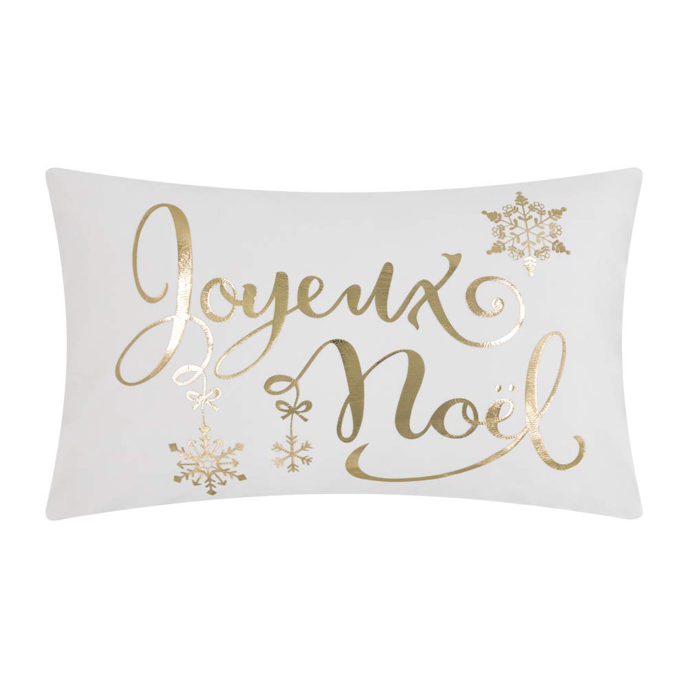 KINGROSE Gold Foil Decorative Throw Pillow Covers 12x20 Inches - Luxury Rectangle Cushion Cases for Bed, Sofa & Living Room - Elegant White Home Decor for Modern & Farmhouse Interior Design